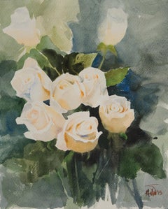 White Rose, Painting, Watercolor on Watercolor Paper