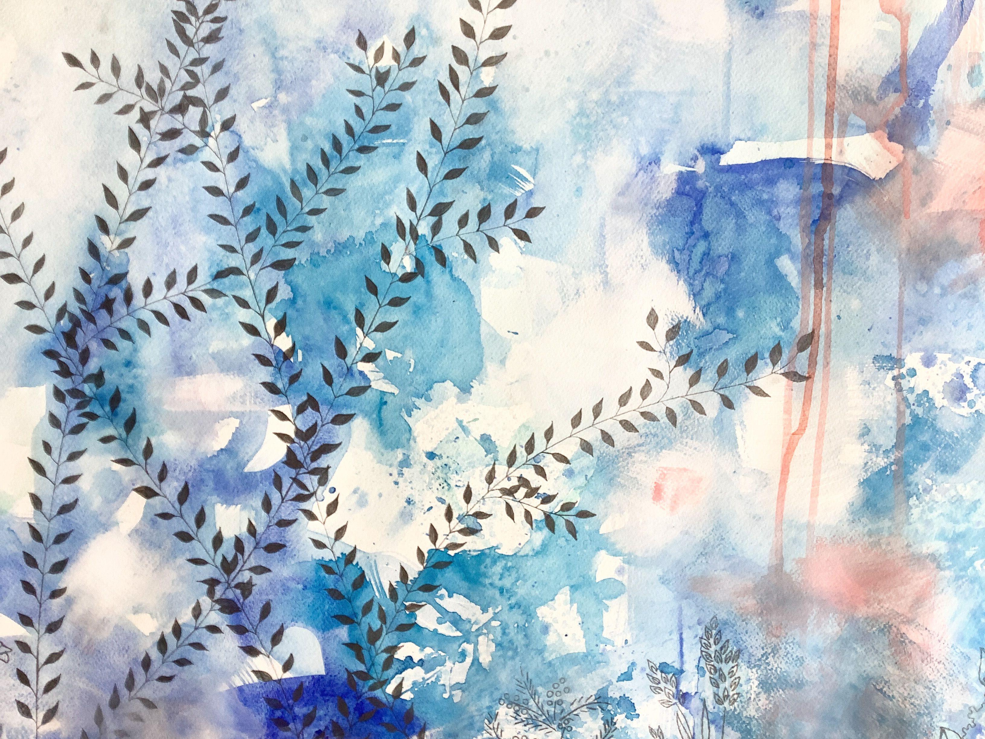 In meinem Garten wurden alle Hierarchien unterdrückt, Gemälde, Aquarell auf Pape – Art von Irene Raspollini