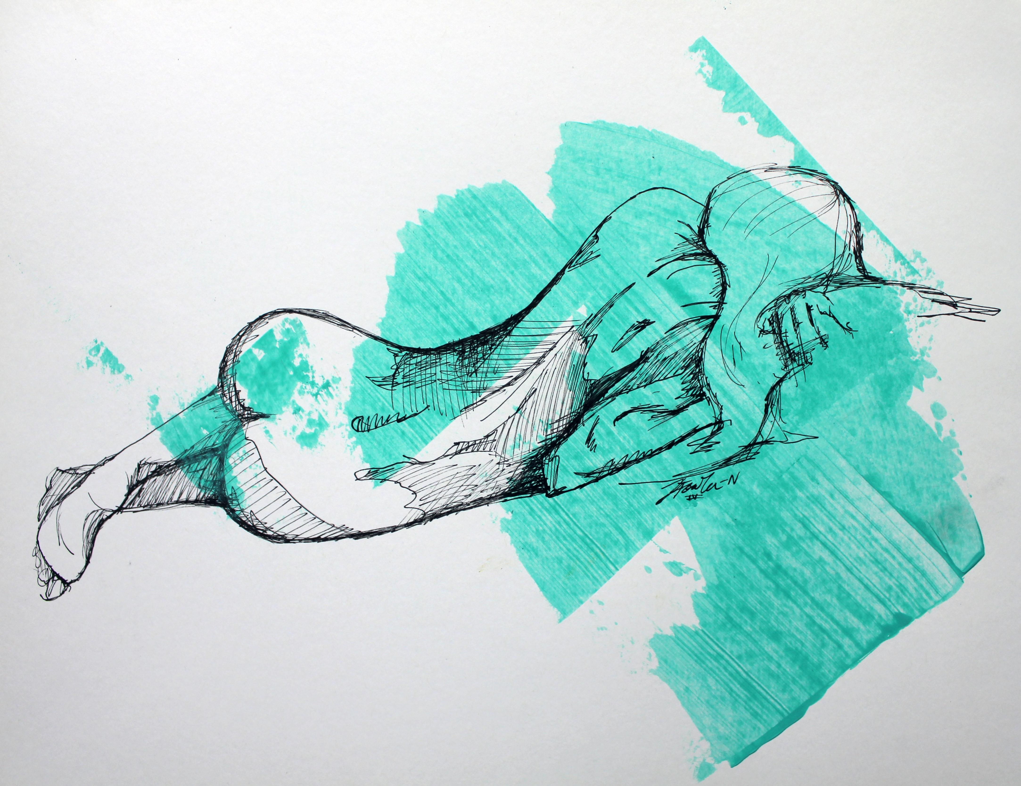 Figura IV, Dibujo, Pluma y tinta sobre papel - Art de J. Fowler