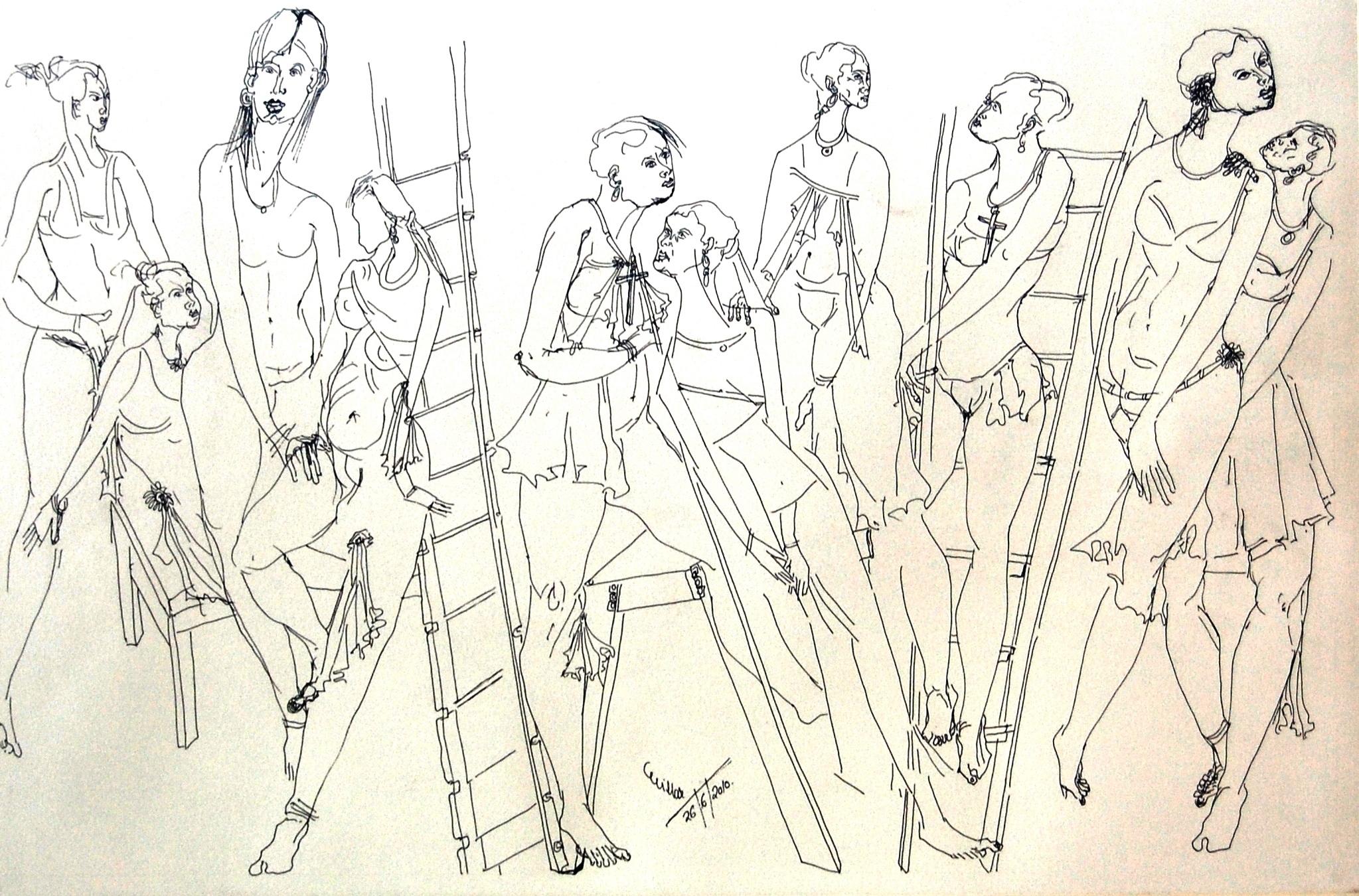 La Actitud Importa, Dibujo, Pluma y Tinta sobre Papel - Art Contemporáneo de J.K Chillar