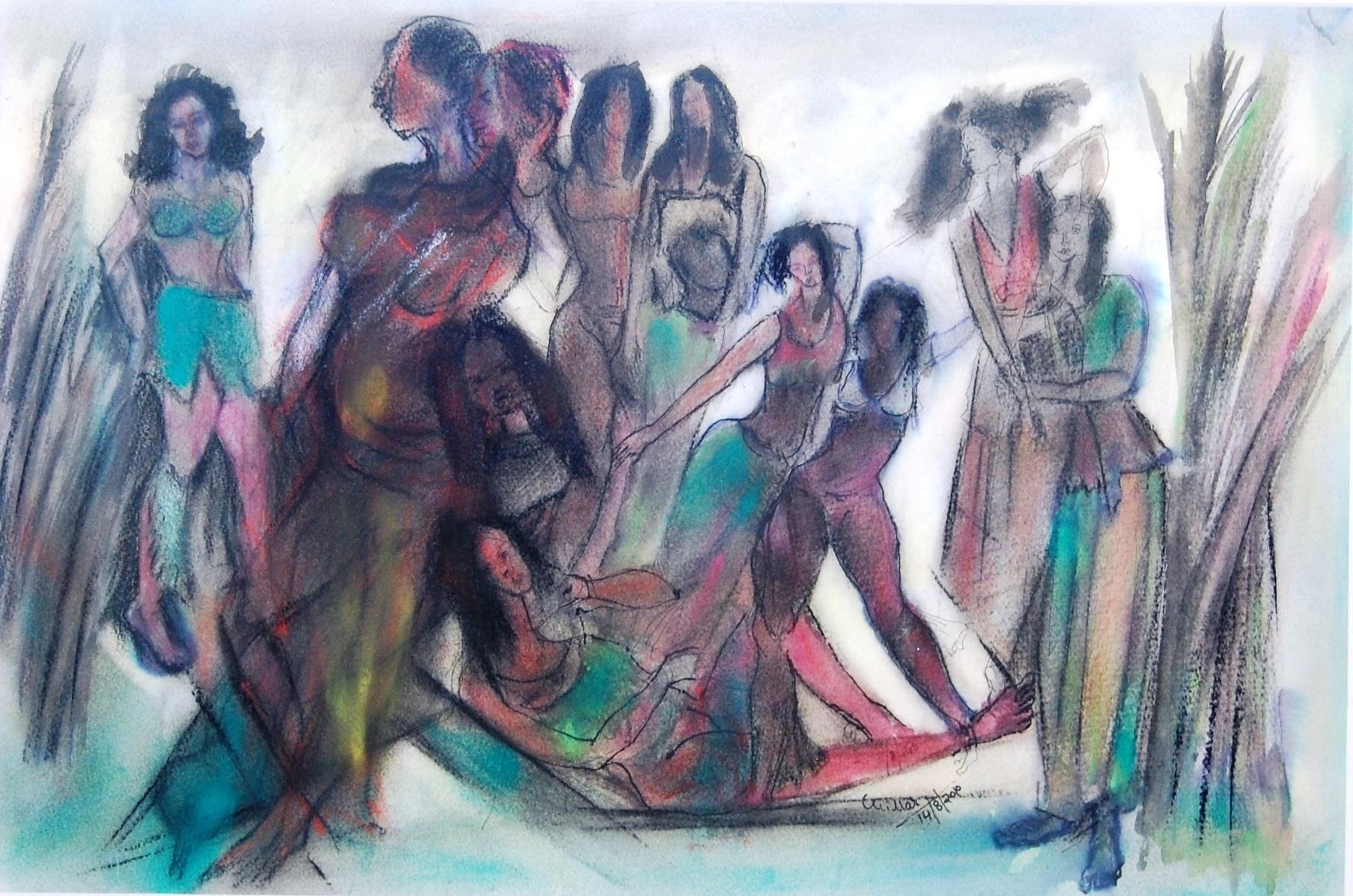 Relax, Dibujo, Lápiz/Lápiz de color sobre papel - Art Contemporáneo de J.K Chillar