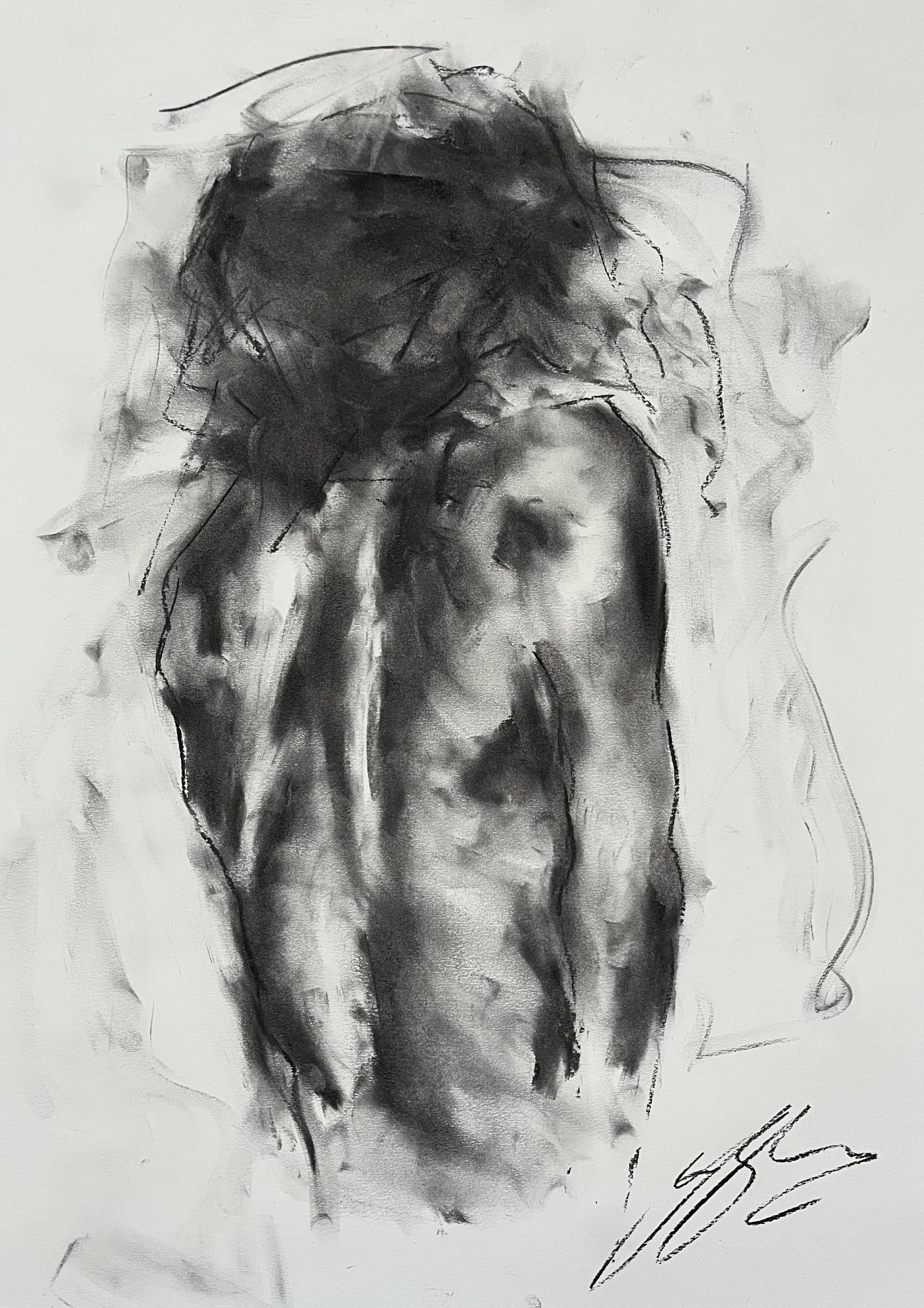 Torn, Drawing, Charcoal on Paper - Art by James Shipton