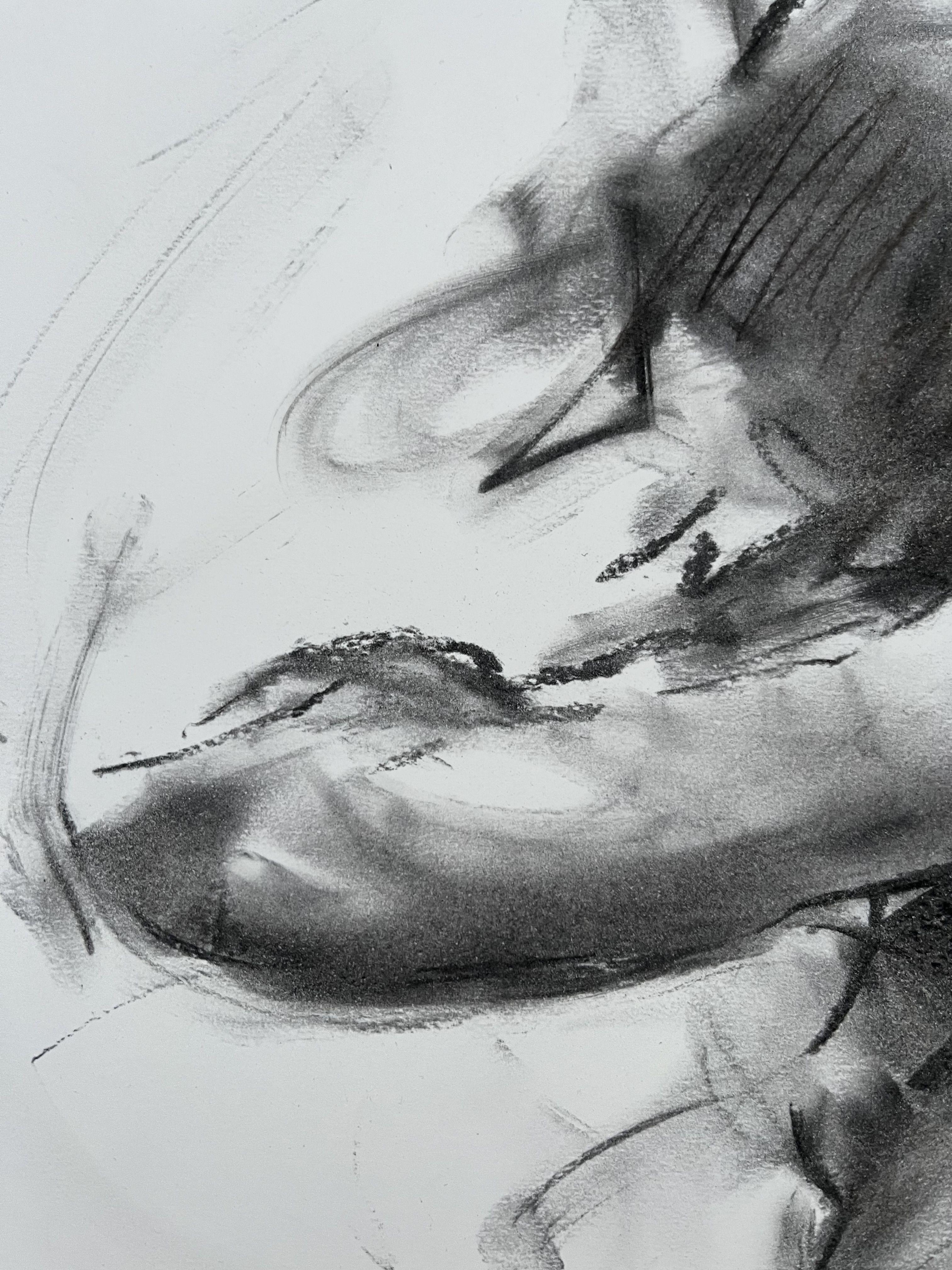 Original charcoal drawing on paper by James Shipton  My works are heavily influenced by the art work of Degas and Gustav Klimt.    My desire is to capture the human form, whilst portraying human emotion. I achieve this through a process of capturing