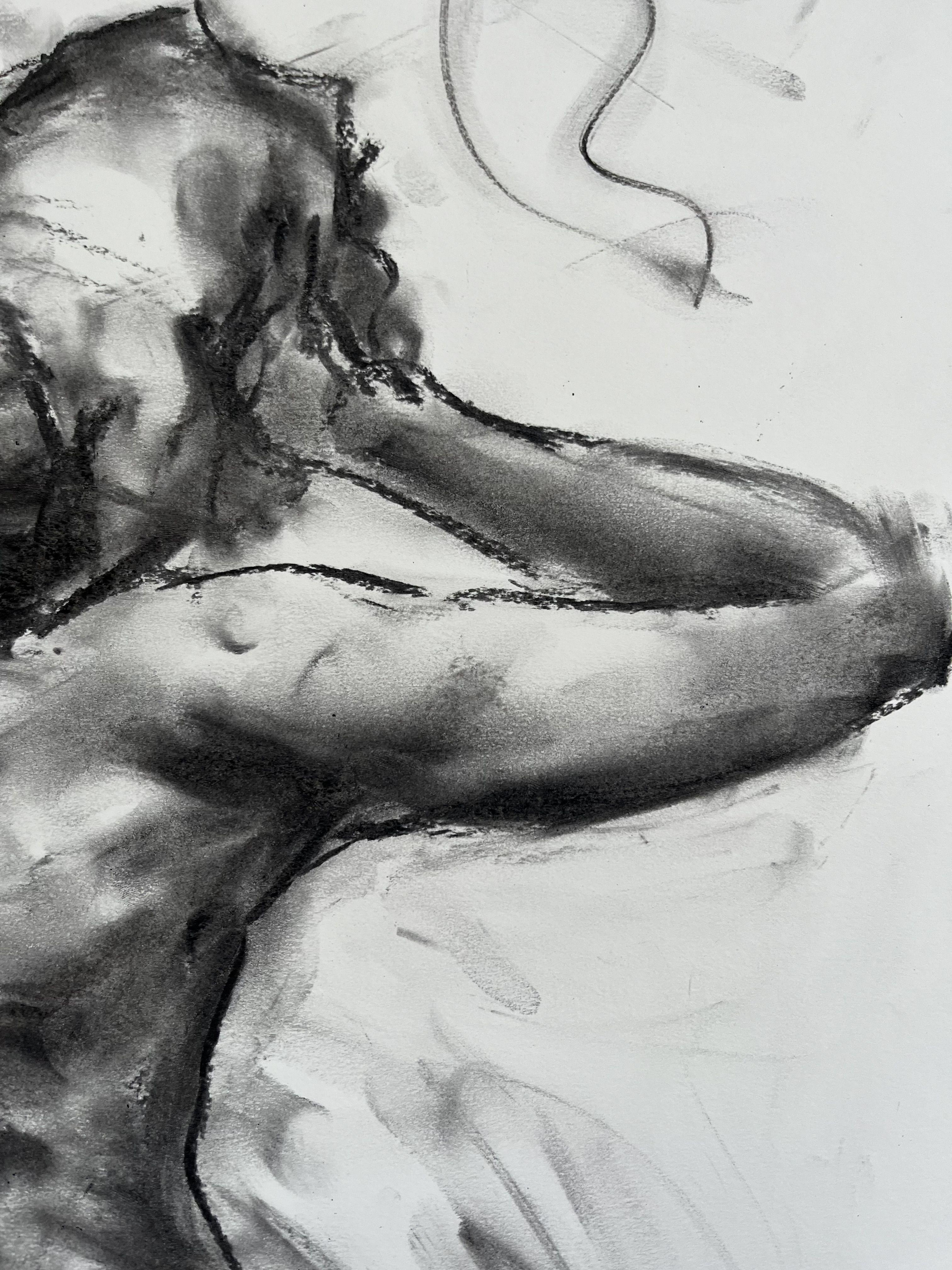 Original charcoal drawing on paper by James Shipton  My works are heavily influenced by the art work of Degas and Gustav Klimt.    My desire is to capture the human form, whilst portraying human emotion. I achieve this through a process of capturing