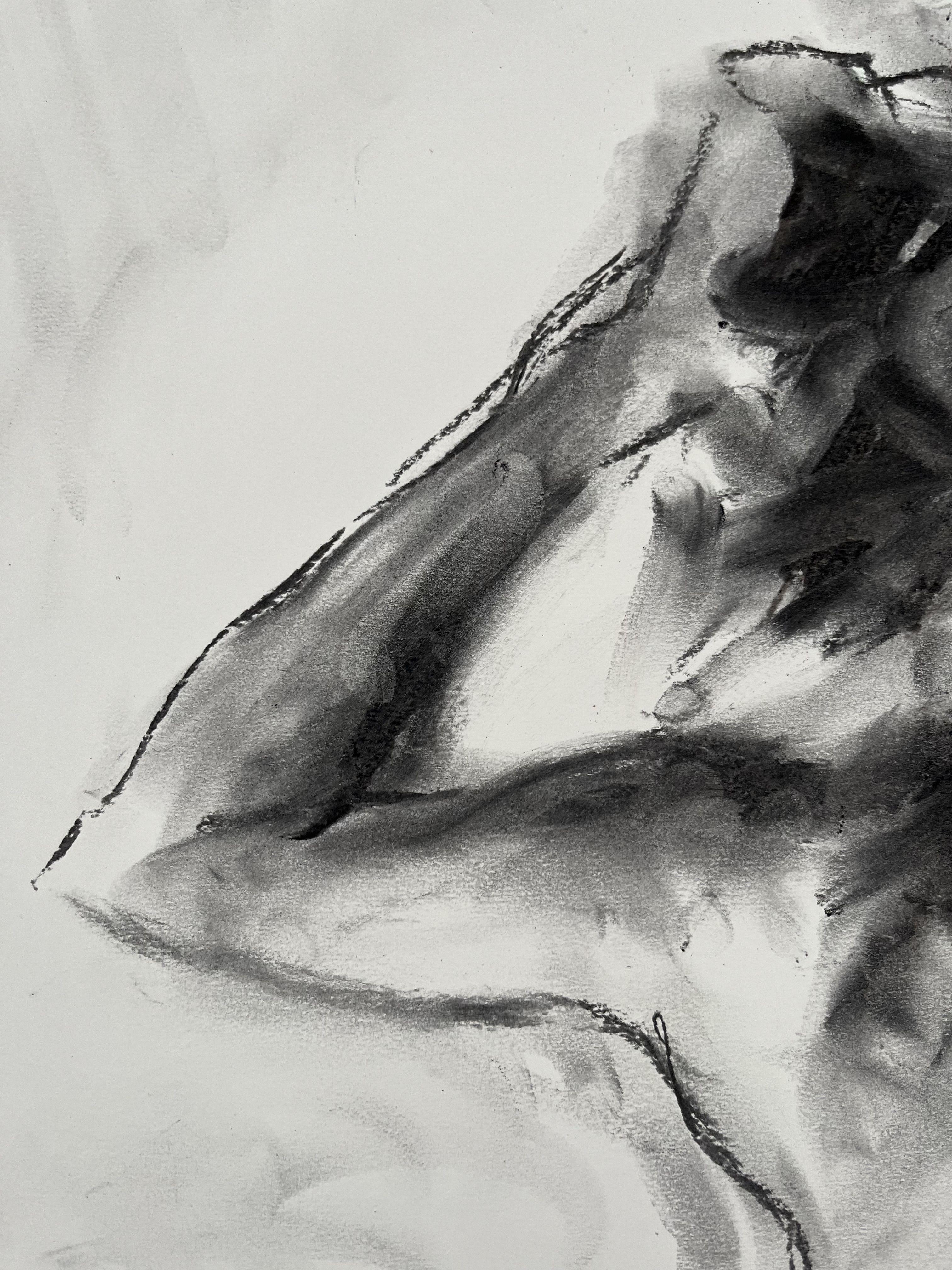 Original charcoal drawing on paper by James Shipton  My works are heavily influenced by the art work of Degas and Gustav Klimt.    My desire is to capture the human form, whilst portraying human emotion. I achieve this through a process of capturing