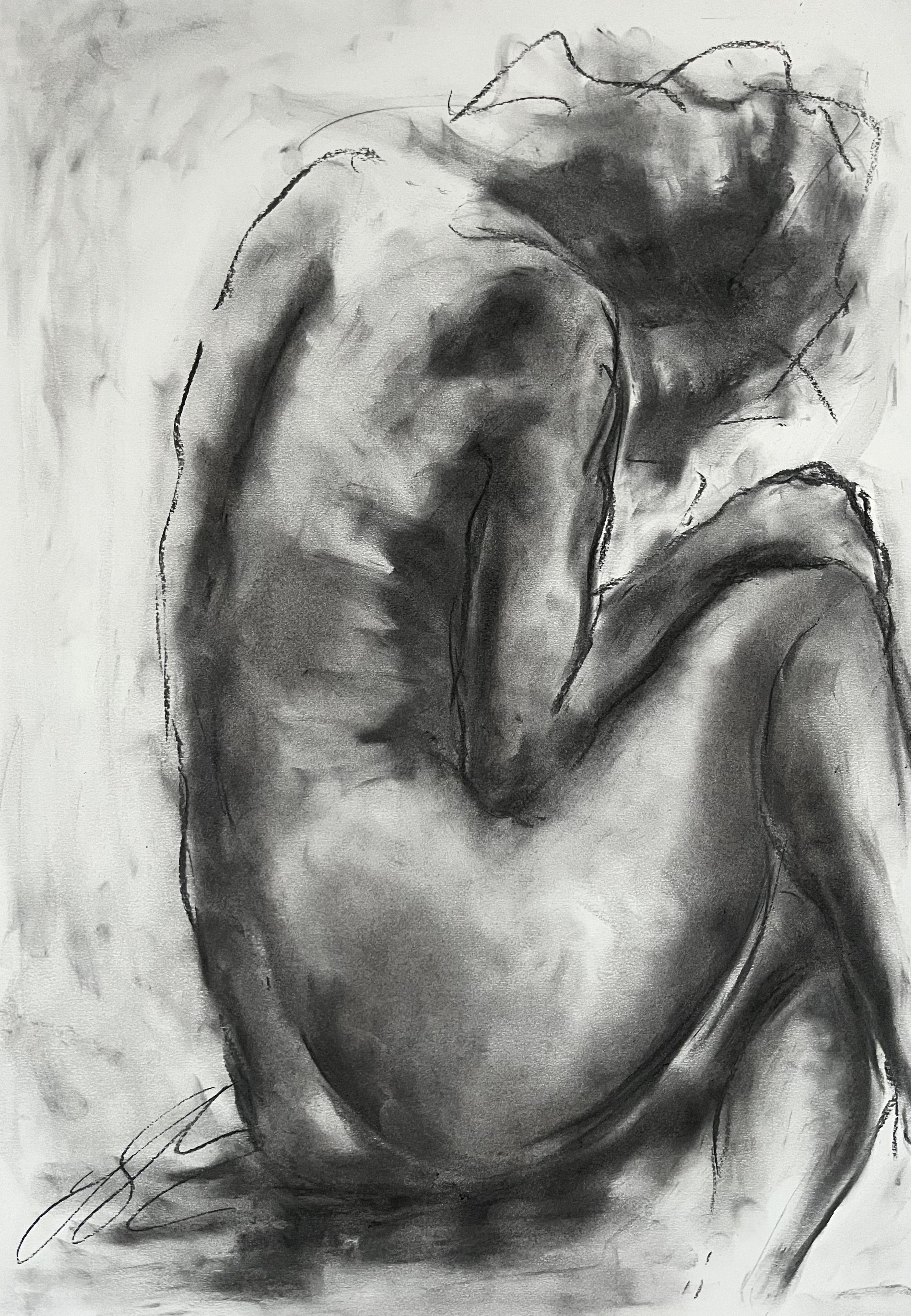 New Dawn, Drawing, Charcoal on Paper - Art by James Shipton
