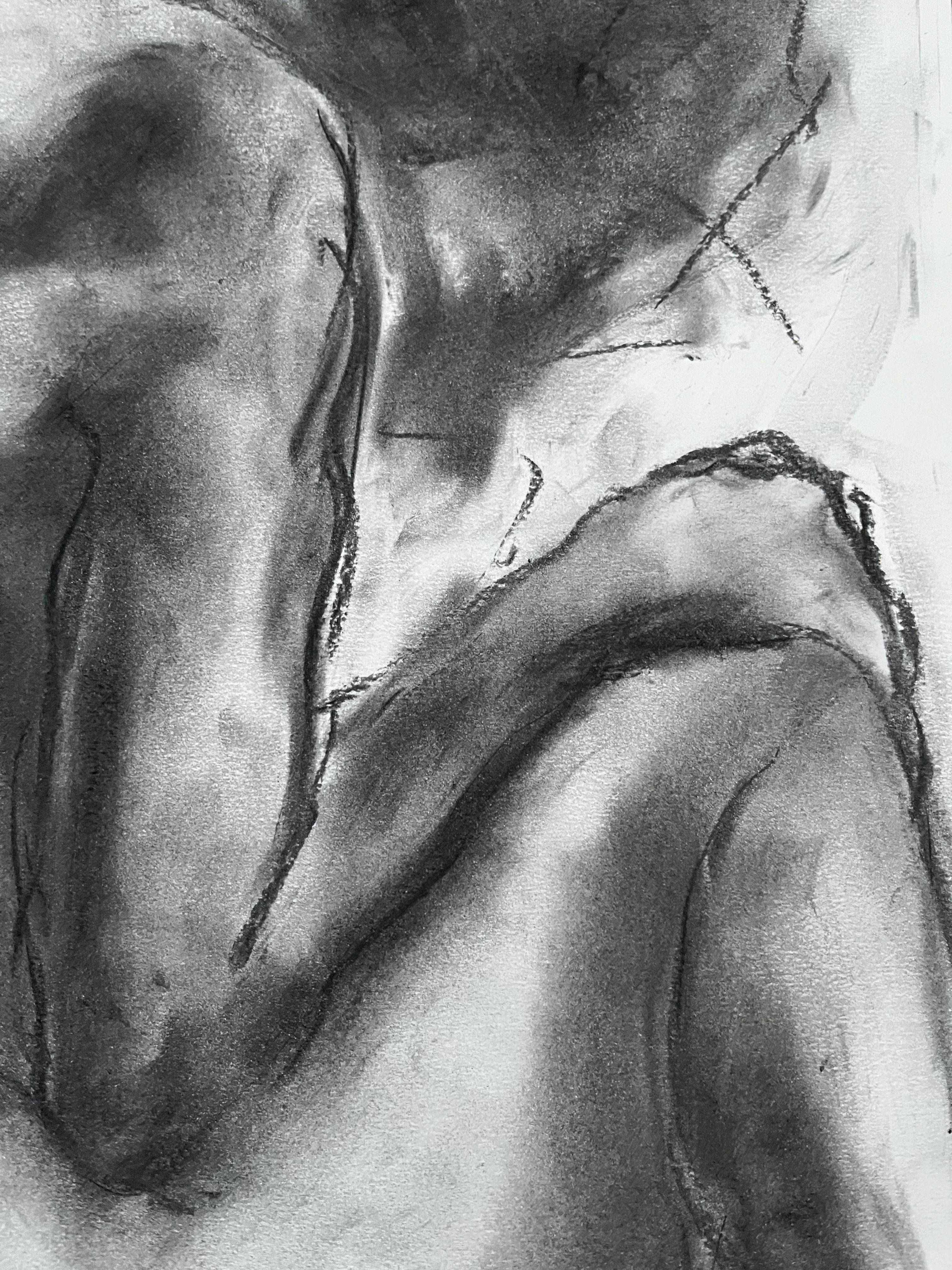 Original charcoal drawing on paper by James Shipton  My works are heavily influenced by the art work of Degas and Gustav Klimt.    My desire is to capture the human form, whilst portraying human emotion. I achieve this through a process of capturing