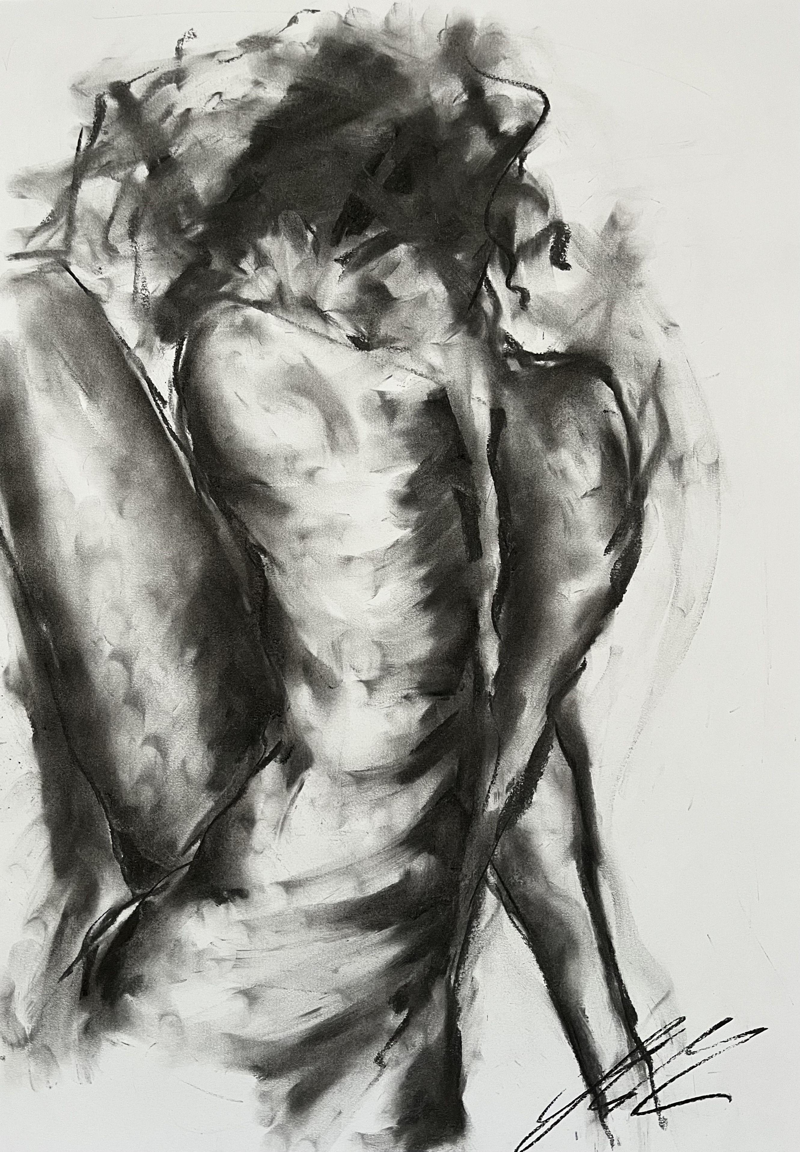 Solace, Drawing, Charcoal on Paper - Art by James Shipton