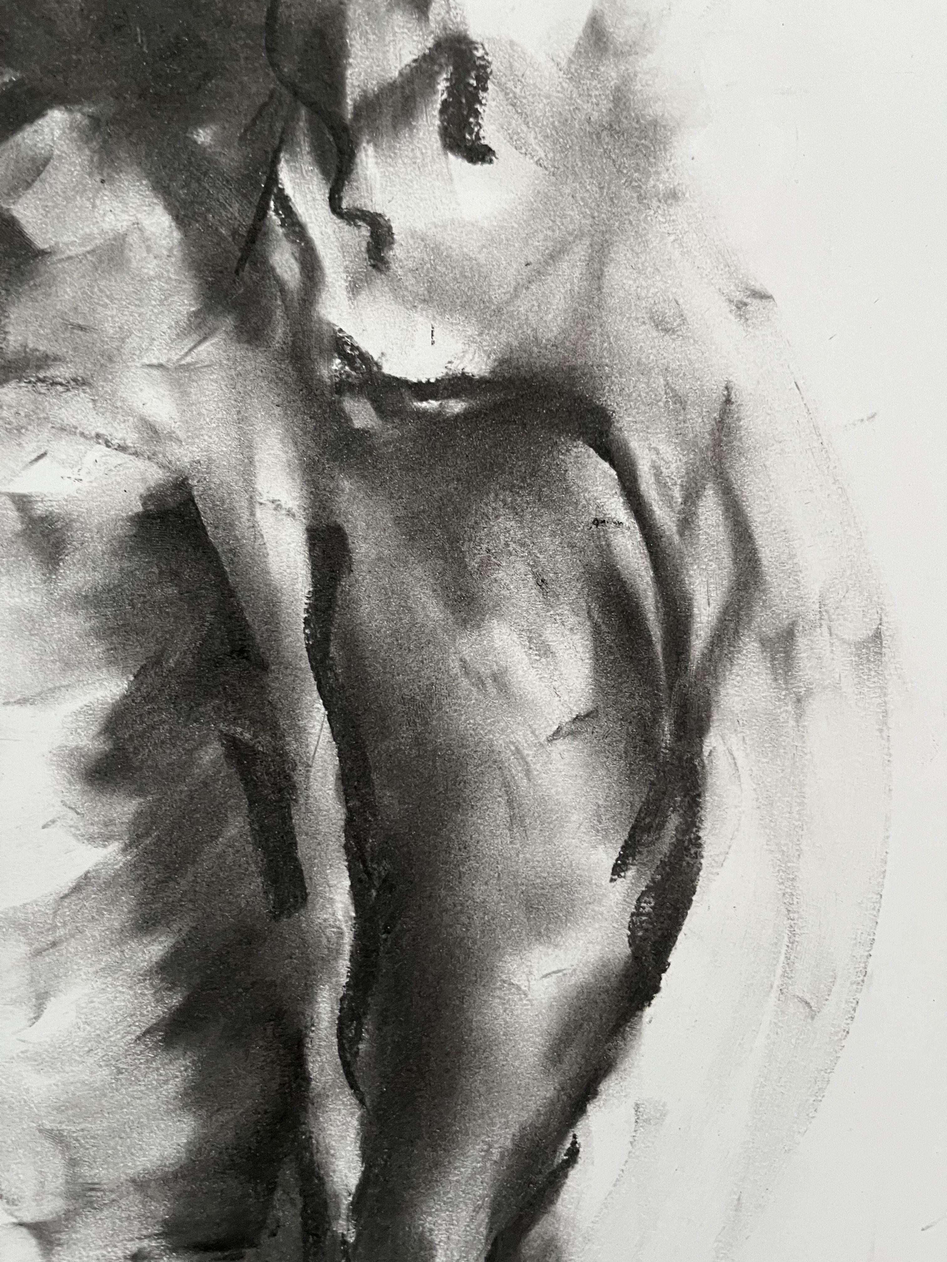 Original charcoal drawing on paper by James Shipton  My works are heavily influenced by the art work of Degas and Gustav Klimt.    My desire is to capture the human form, whilst portraying human emotion. I achieve this through a process of capturing