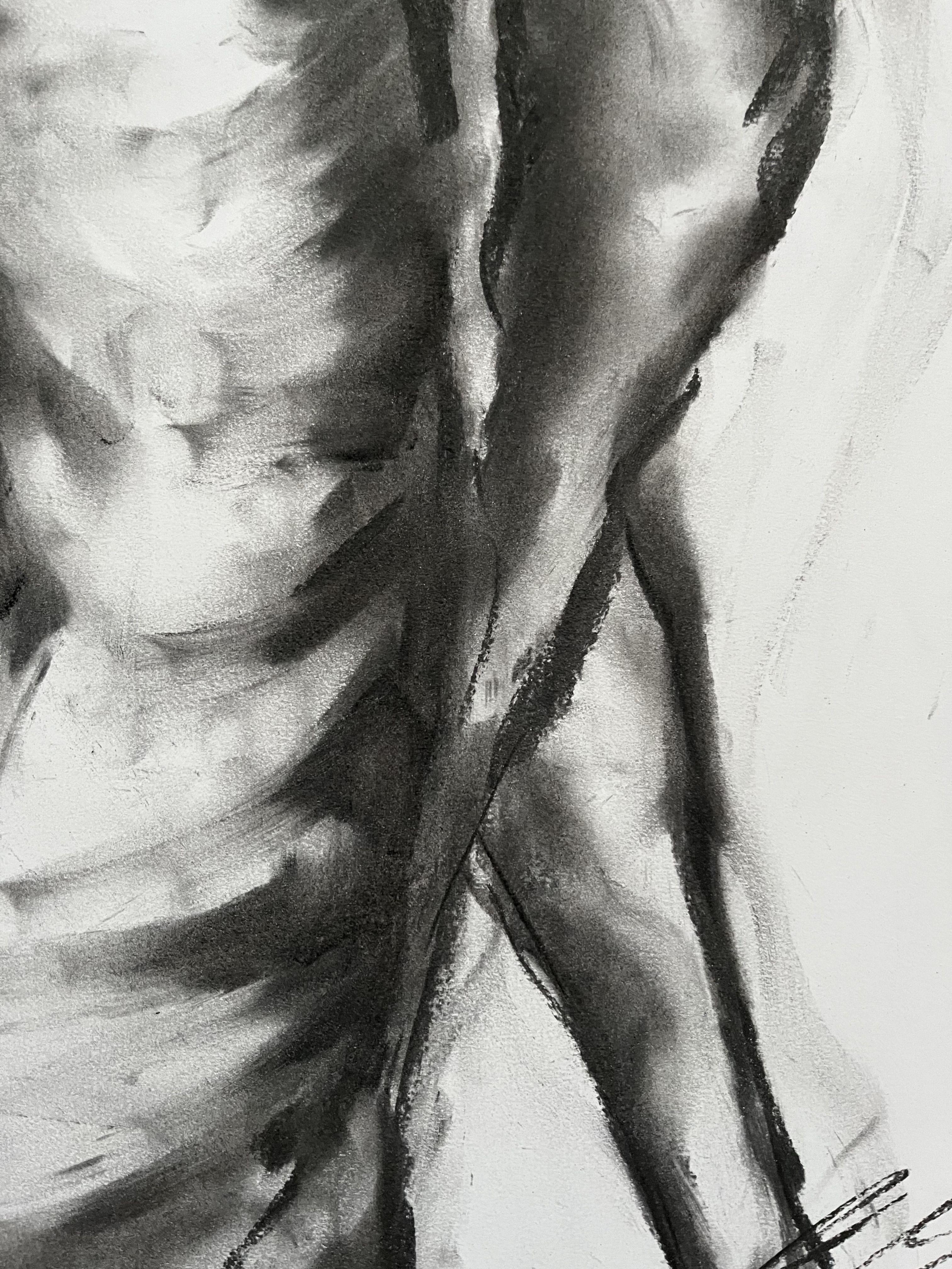 Solace, Drawing, Charcoal on Paper For Sale 1