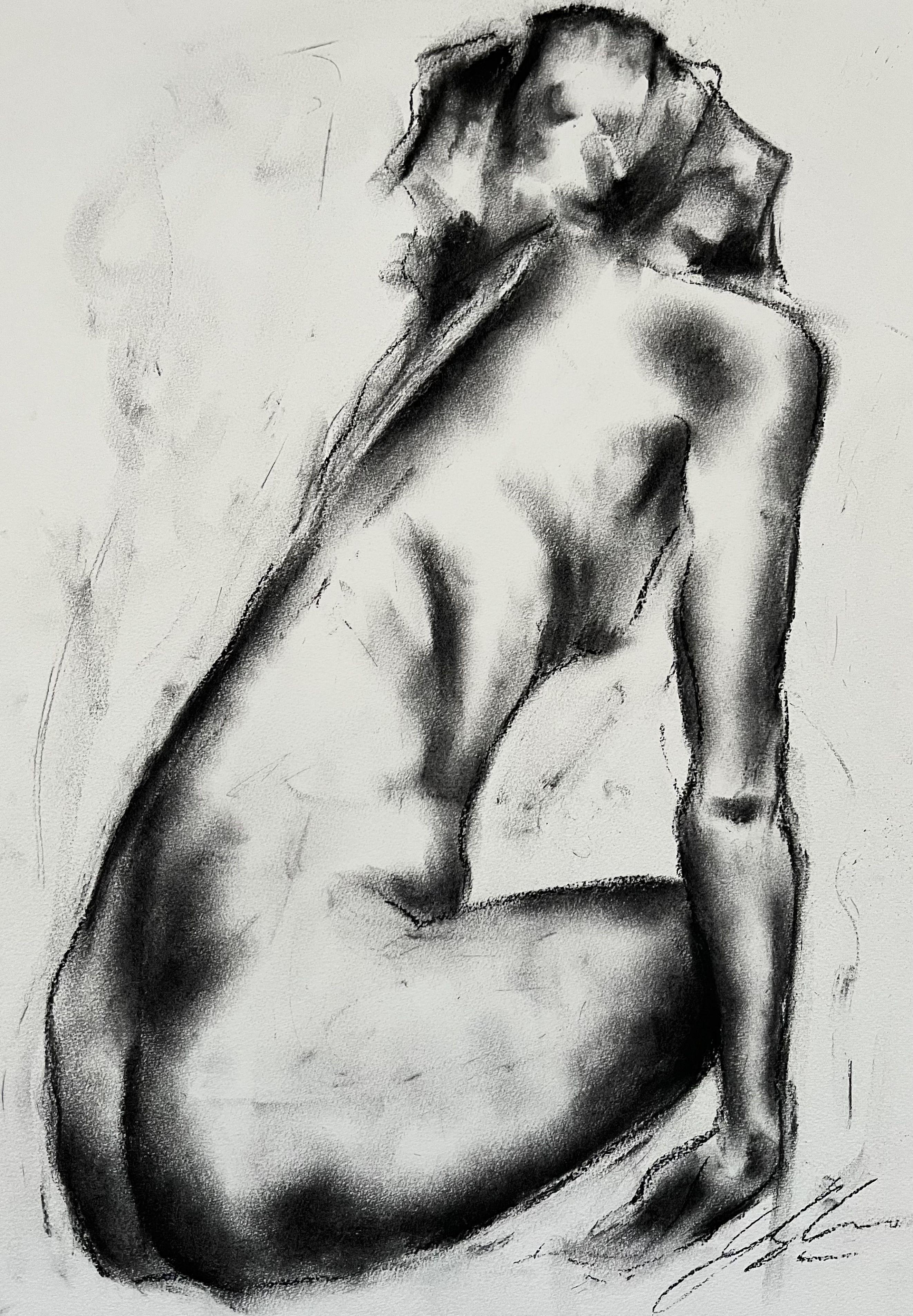 Deny, Drawing, Charcoal on Paper - Art by James Shipton