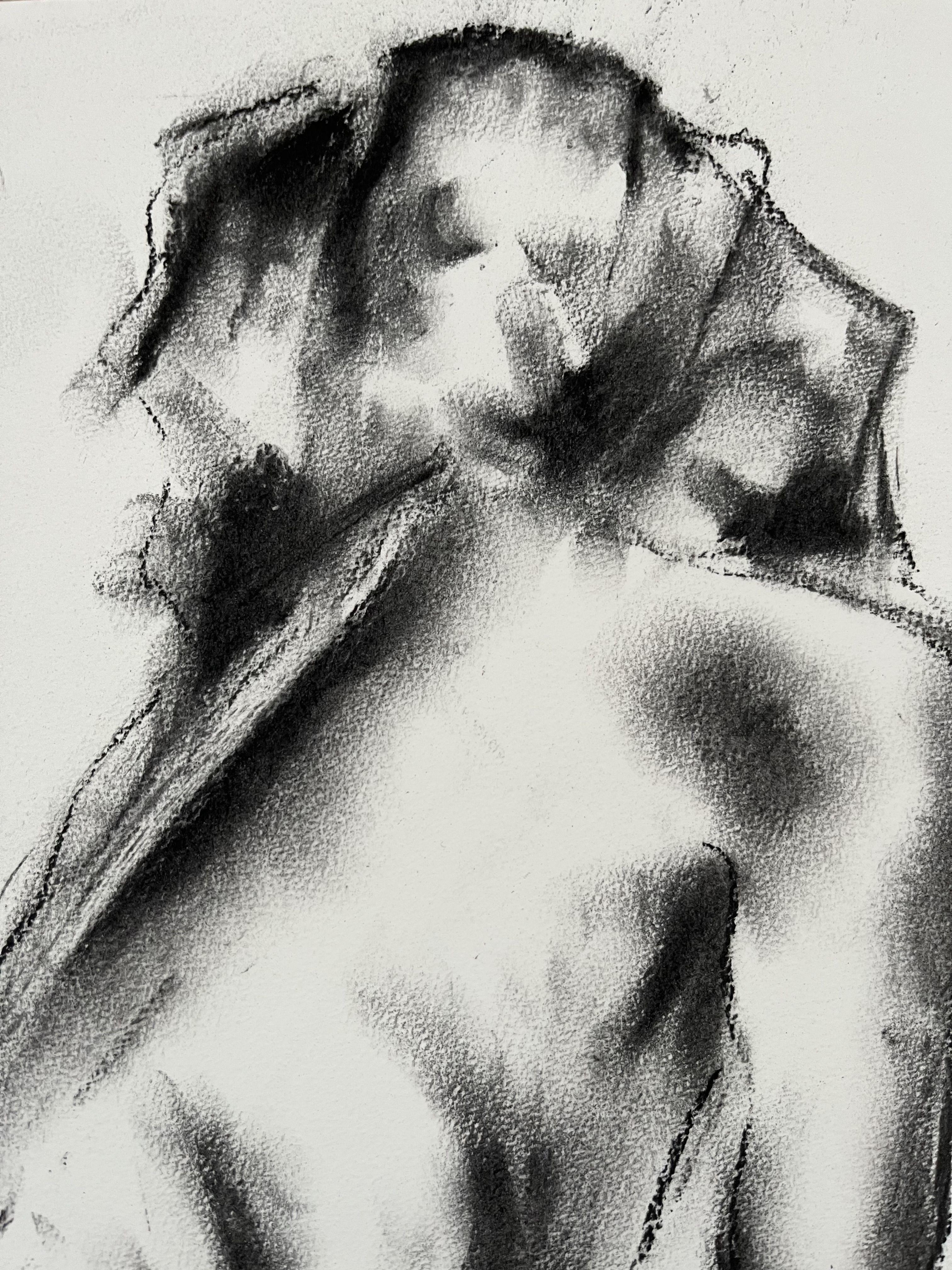 Deny, Drawing, Charcoal on Paper - Impressionist Art by James Shipton