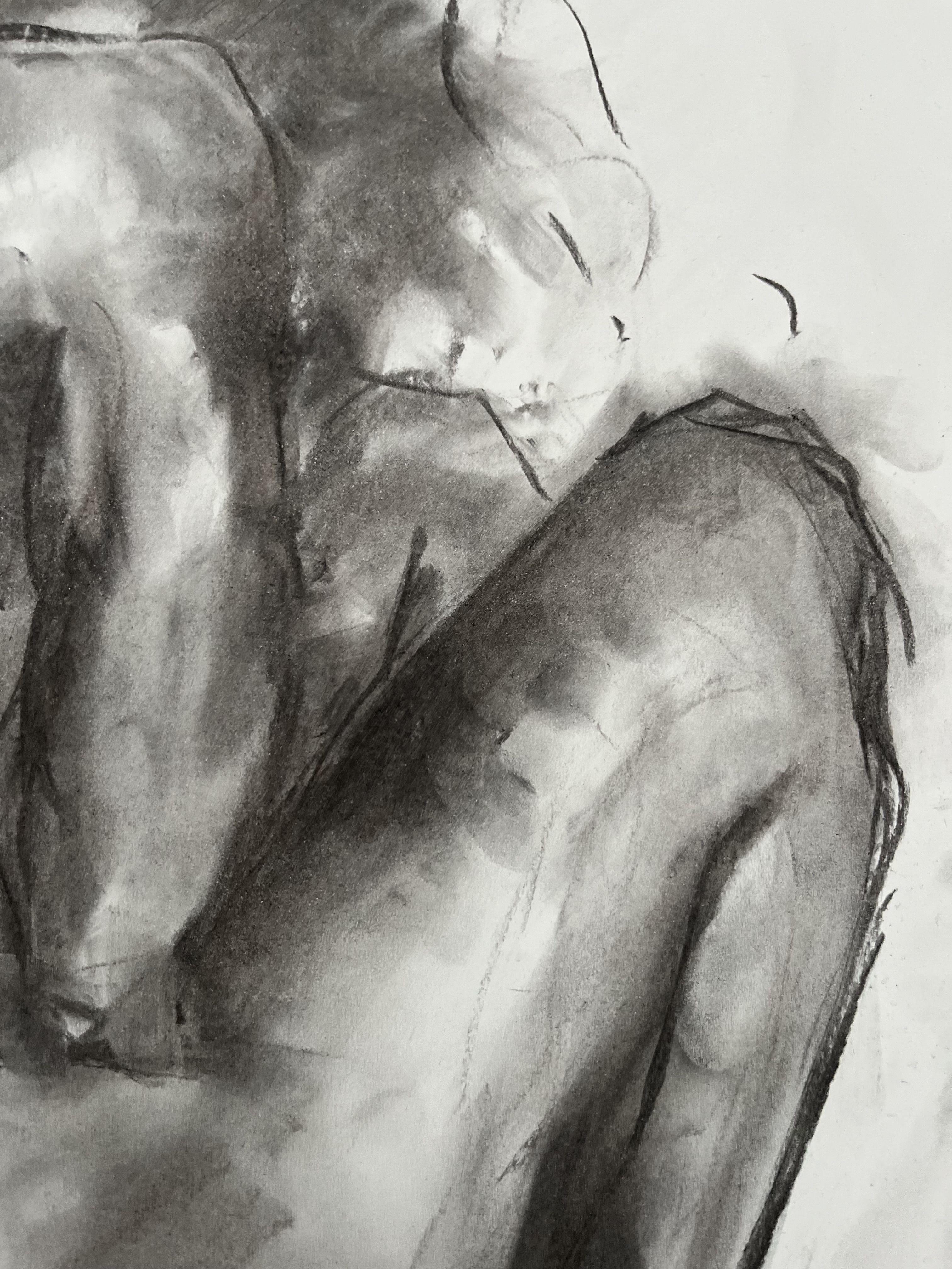 Original charcoal drawing on paper by James Shipton  My works are heavily influenced by the art work of Degas and Gustav Klimt.    My desire is to capture the human form, whilst portraying human emotion. I achieve this through a process of capturing