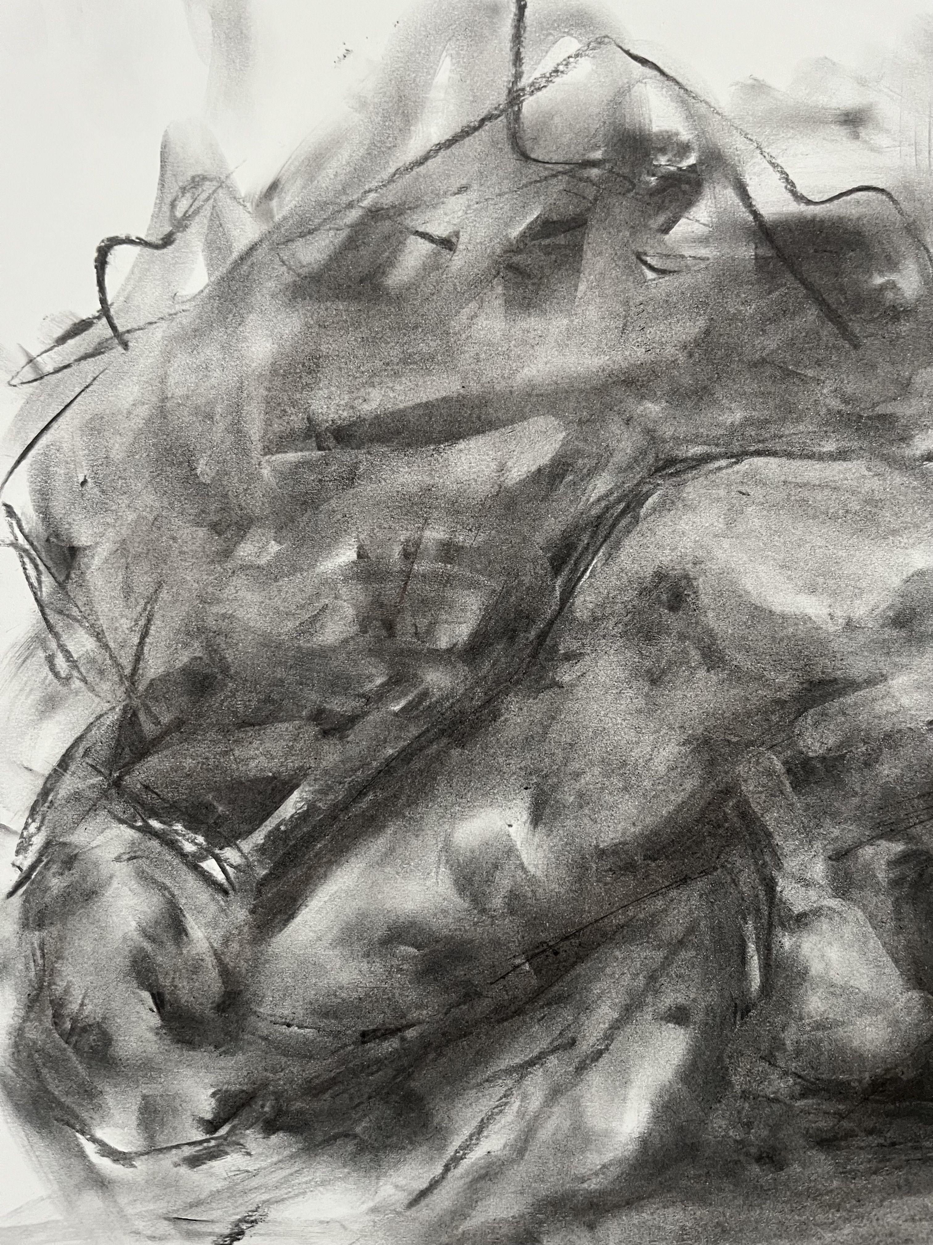 Light in the Dark, Drawing, Charcoal on Paper - Impressionist Art by James Shipton