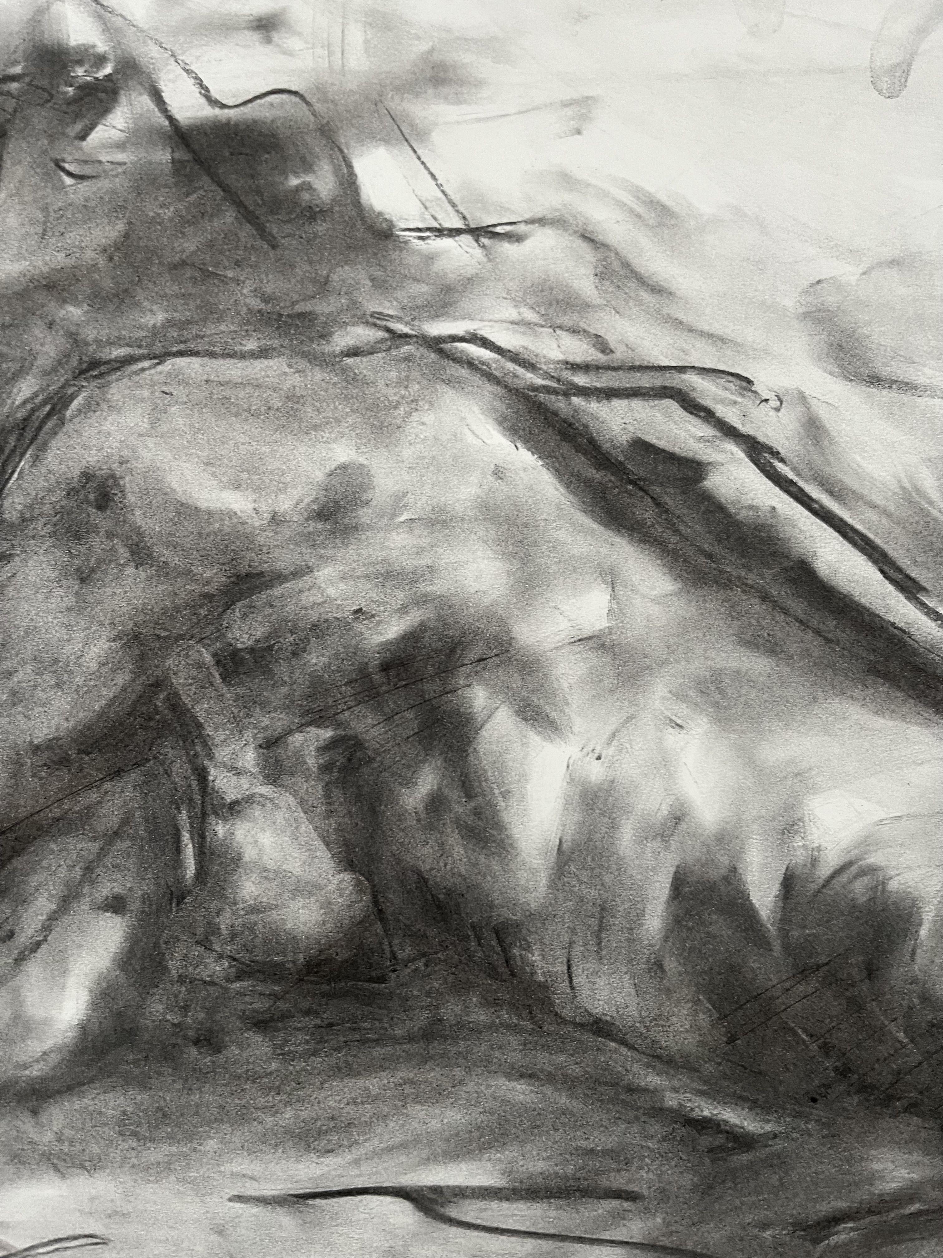 Original charcoal drawing on paper by James Shipton  My works are heavily influenced by the art work of Degas and Gustav Klimt.    My desire is to capture the human form, whilst portraying human emotion. I achieve this through a process of capturing