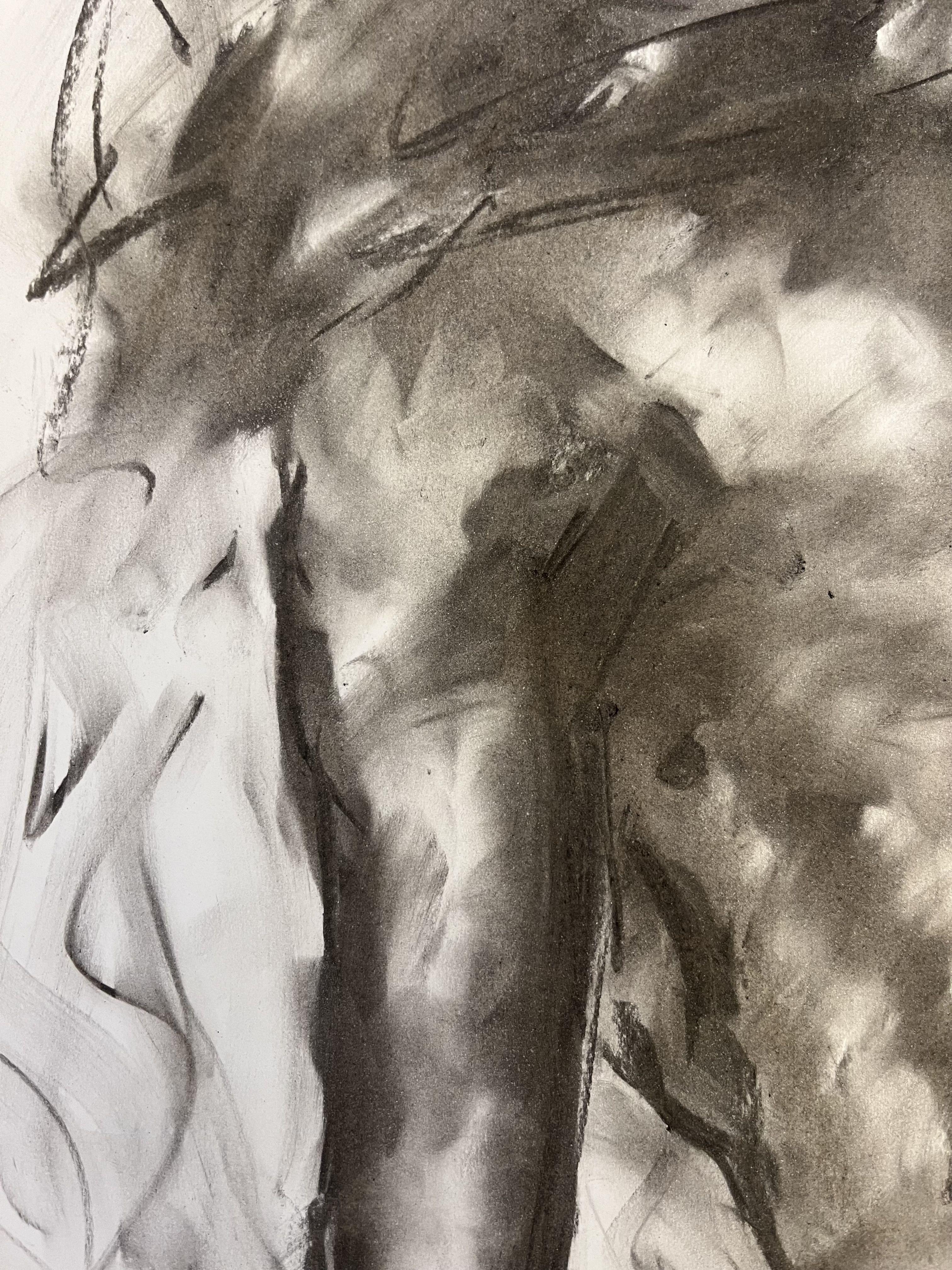 Original charcoal drawing on paper by James Shipton  My works are heavily influenced by the art work of Degas and Gustav Klimt.    My desire is to capture the human form, whilst portraying human emotion. I achieve this through a process of capturing
