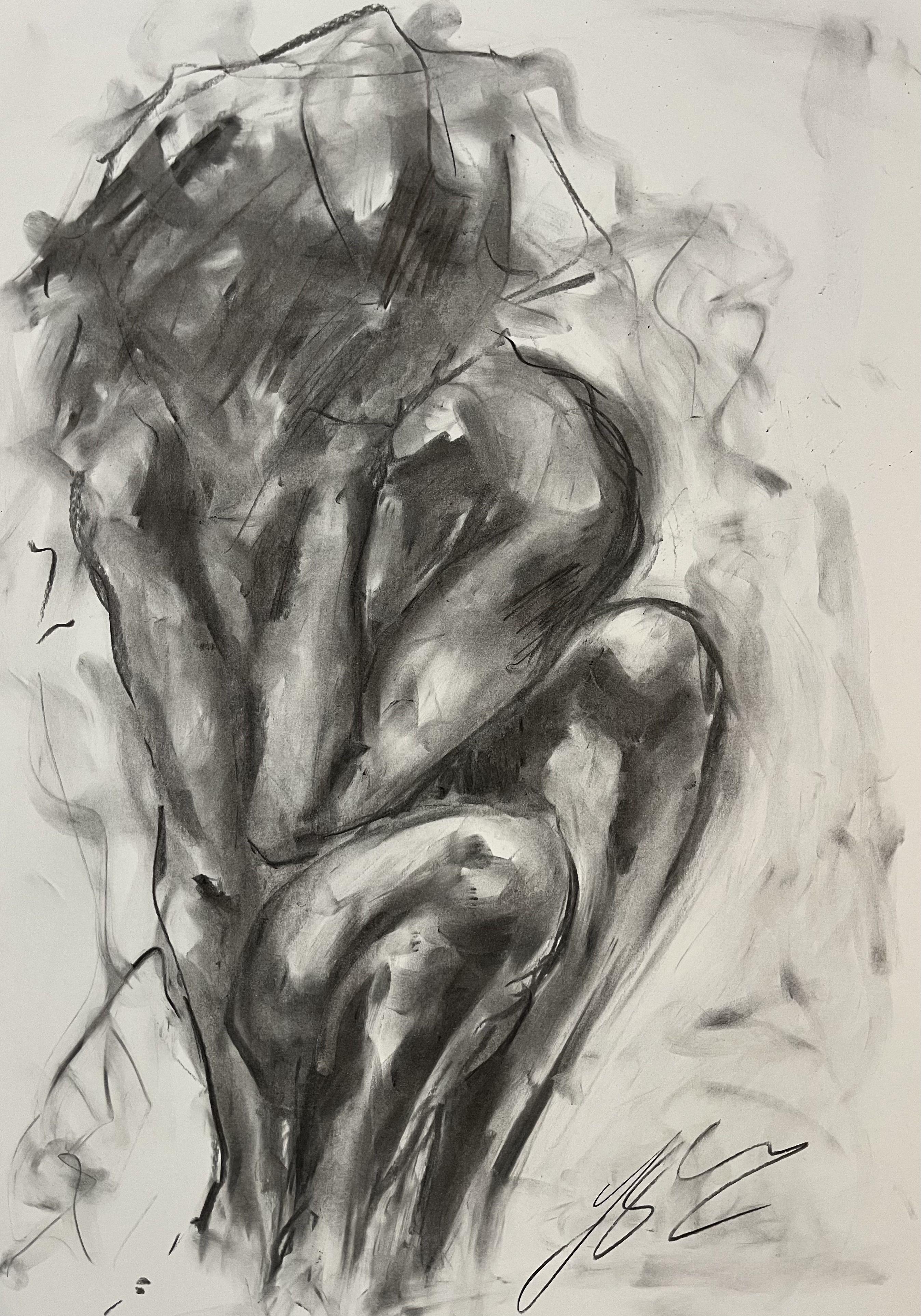 Relentless, Drawing, Charcoal on Paper - Art by James Shipton