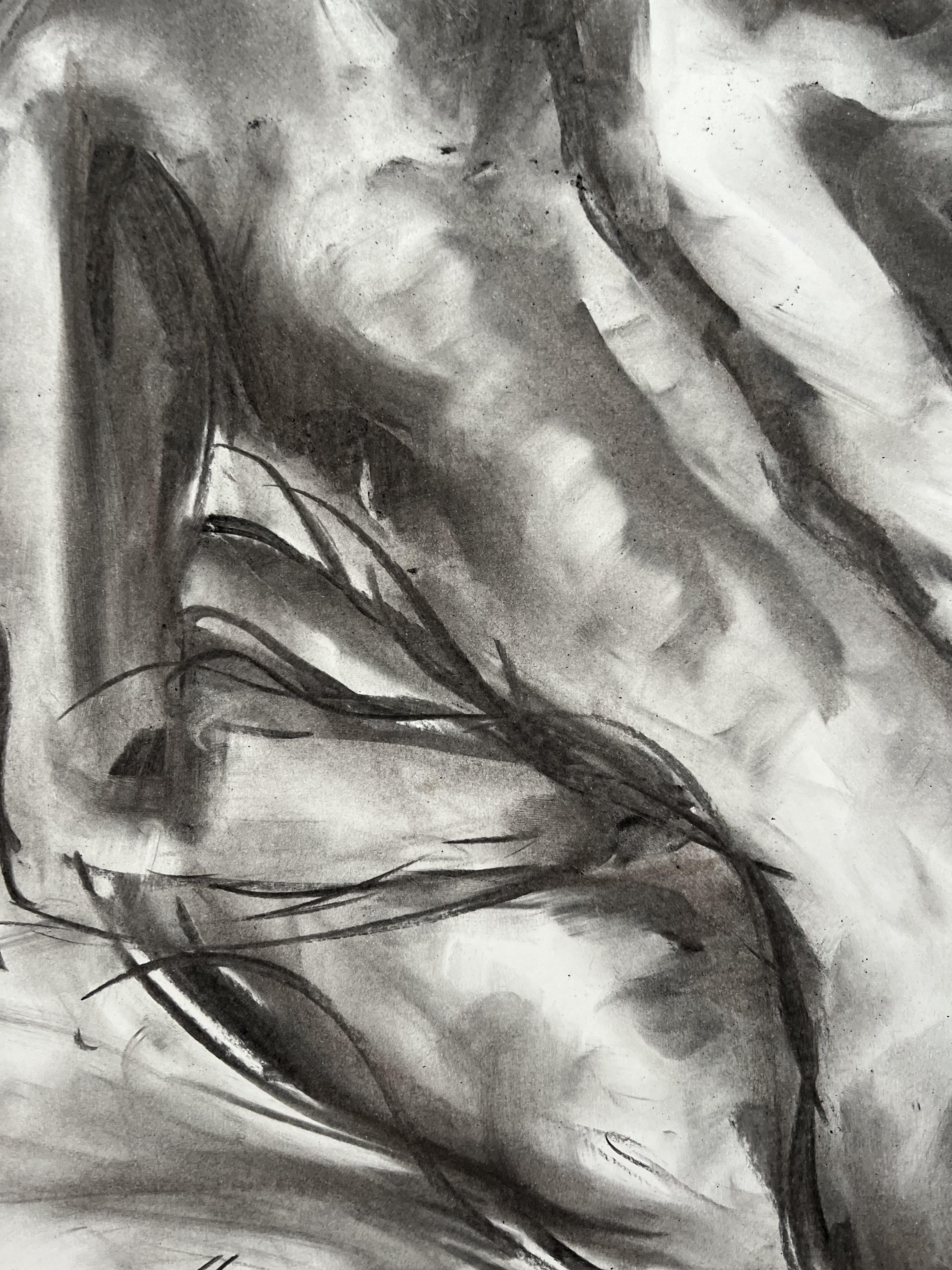 Unexpected, Drawing, Charcoal on Paper For Sale 1