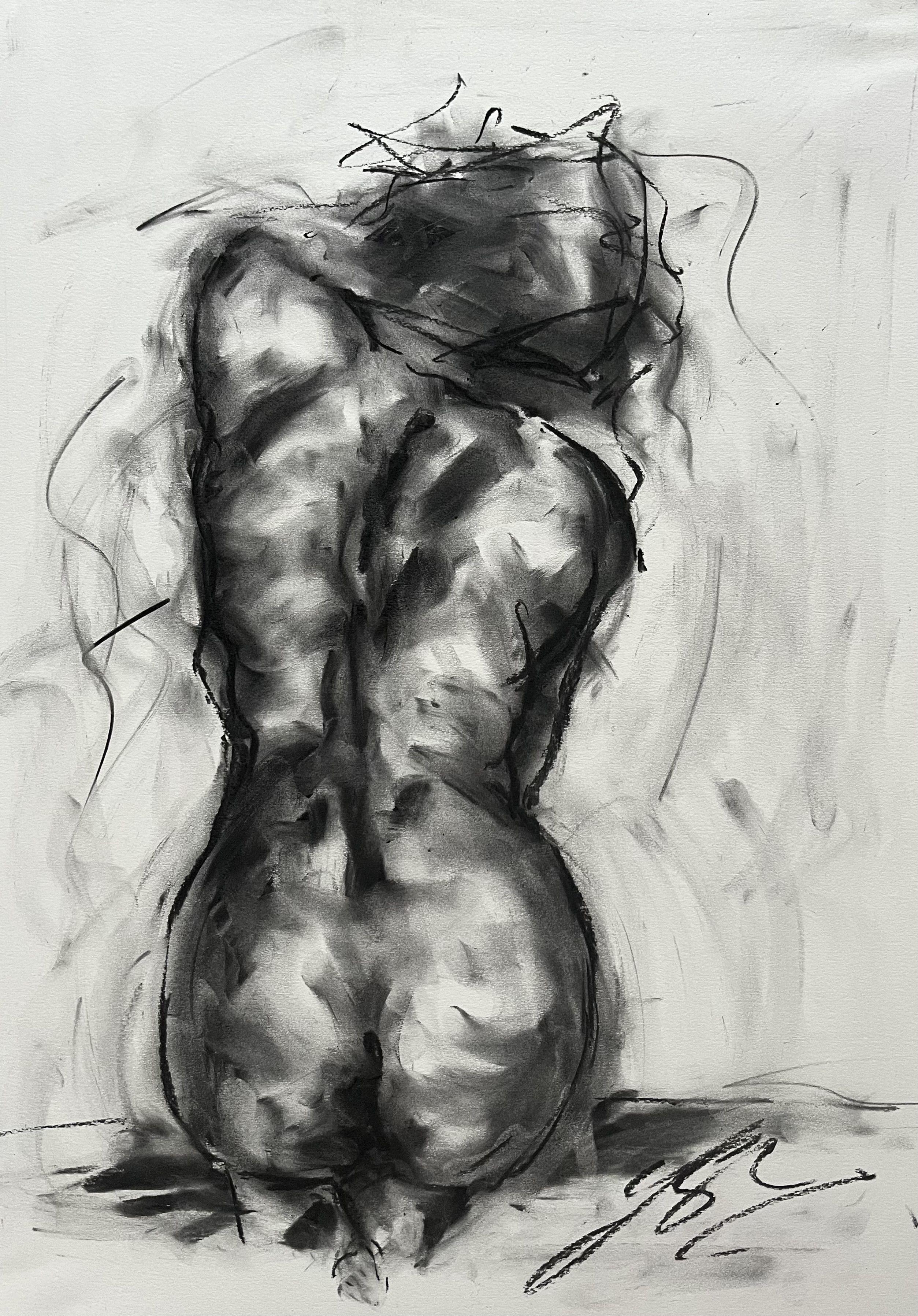 Augusta, Drawing, Charcoal on Paper - Art by James Shipton
