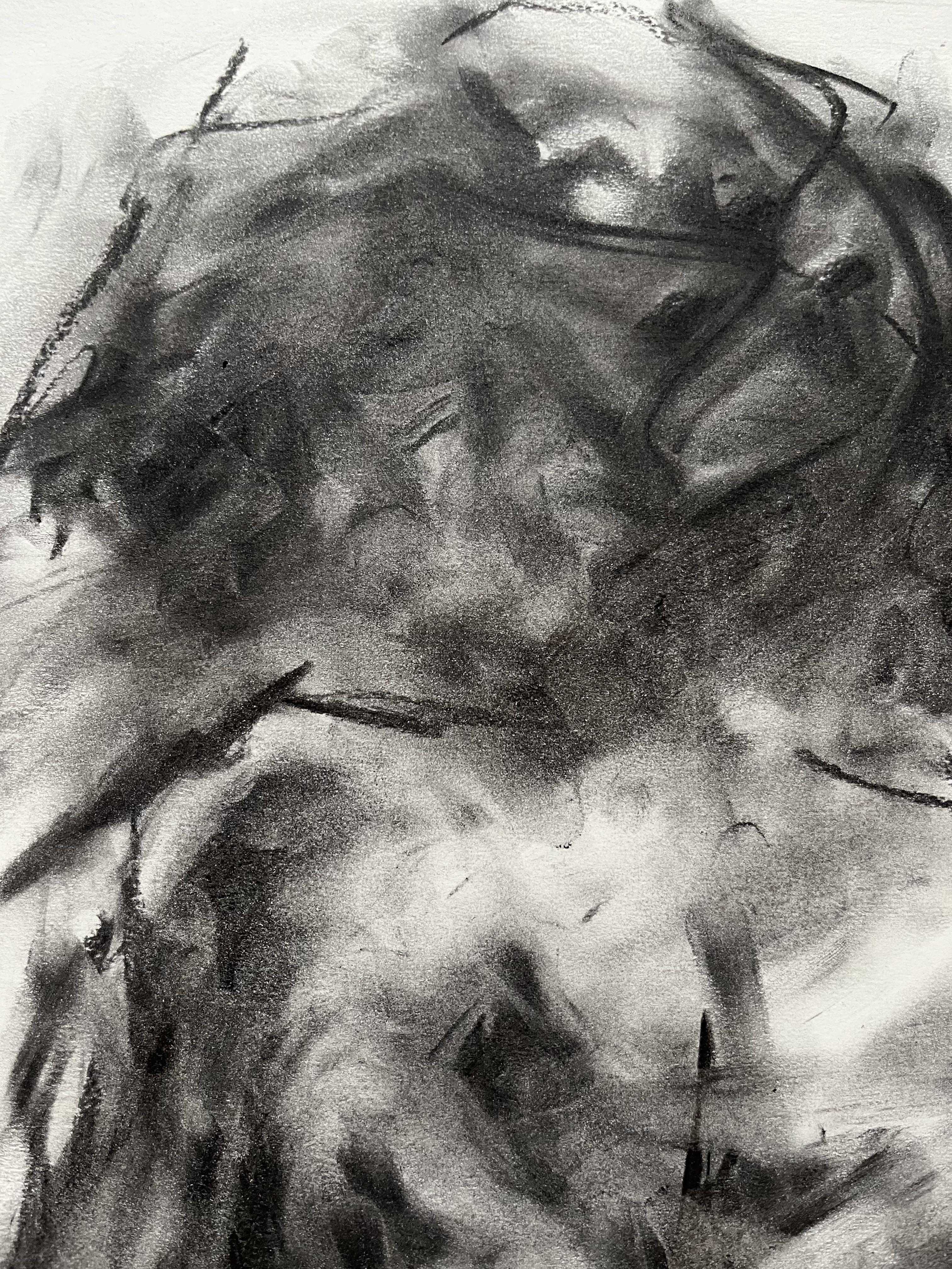 Summer Rain, Drawing, Charcoal on Paper - Impressionist Art by James Shipton
