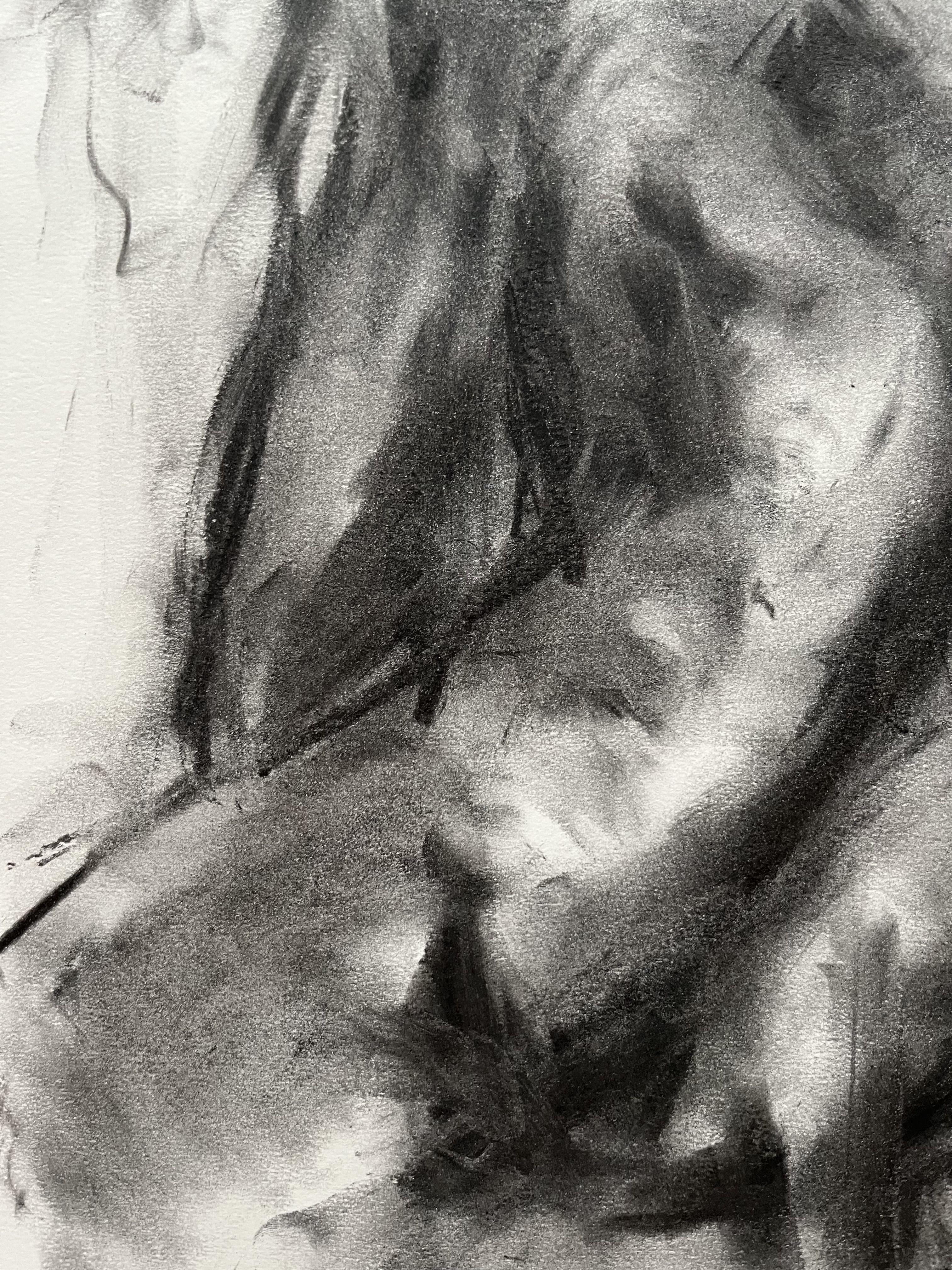 Summer Rain, Drawing, Charcoal on Paper For Sale 1
