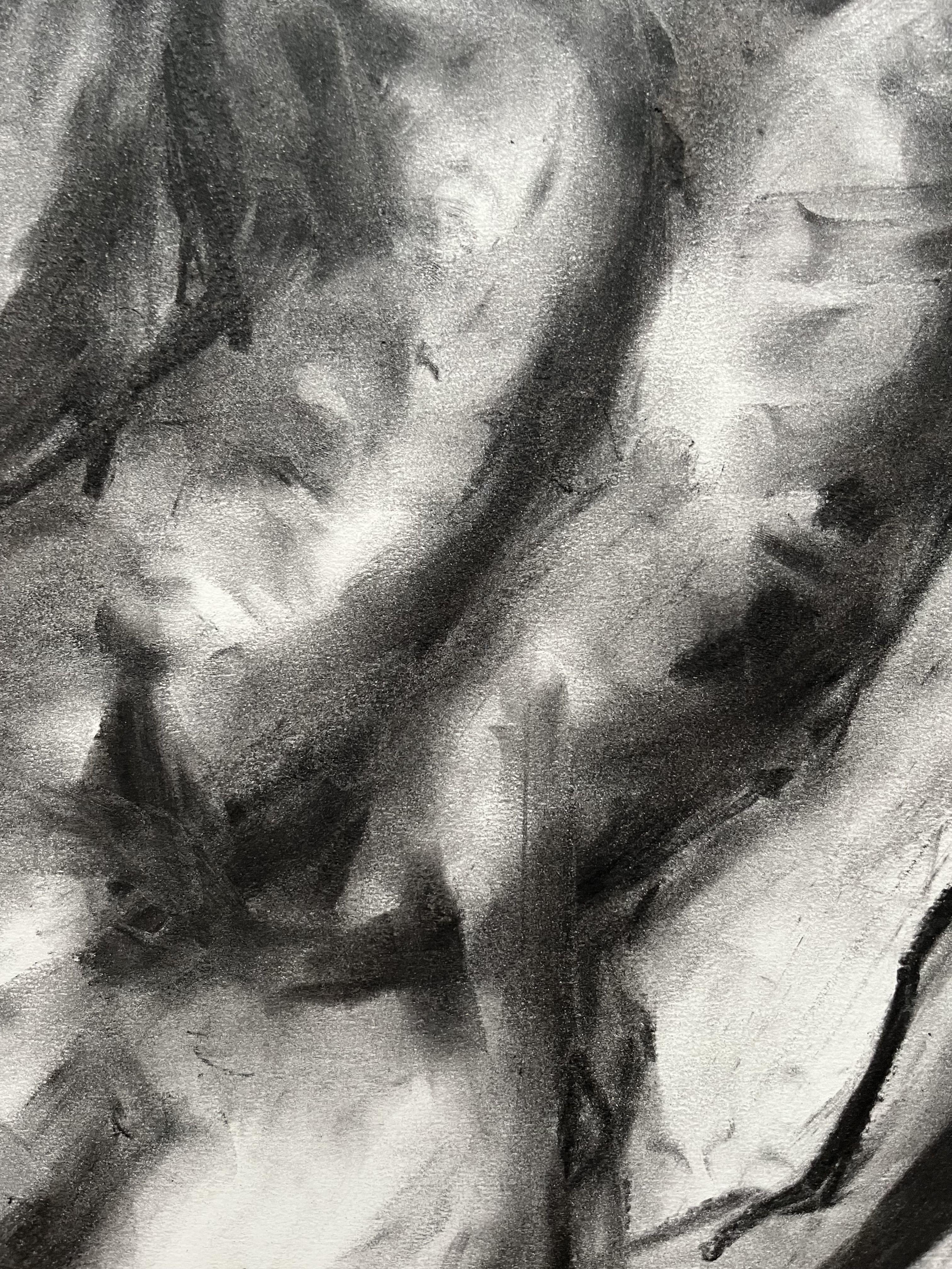 Summer Rain, Drawing, Charcoal on Paper For Sale 2
