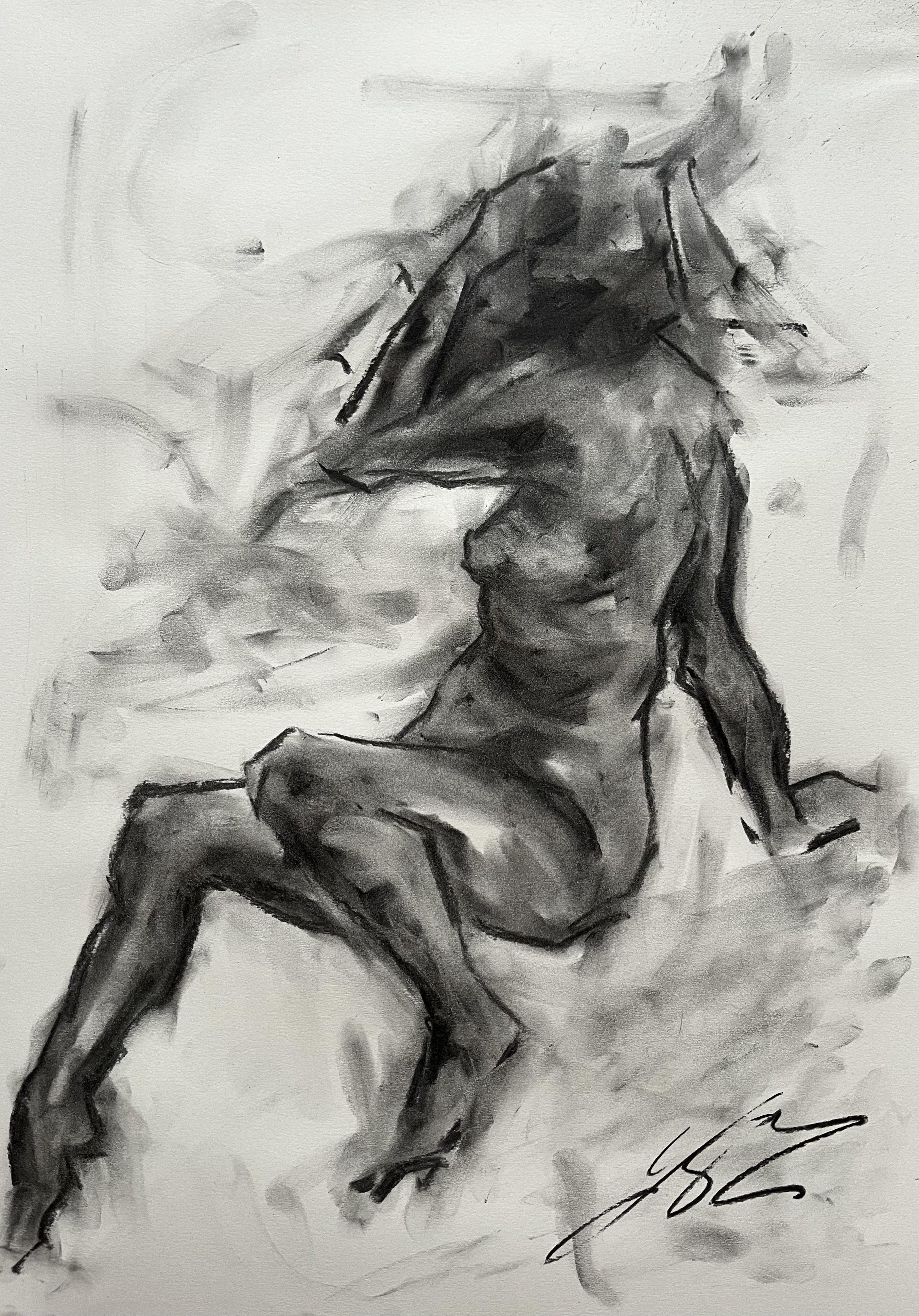 Only You, Drawing, Charcoal on Paper - Art by James Shipton