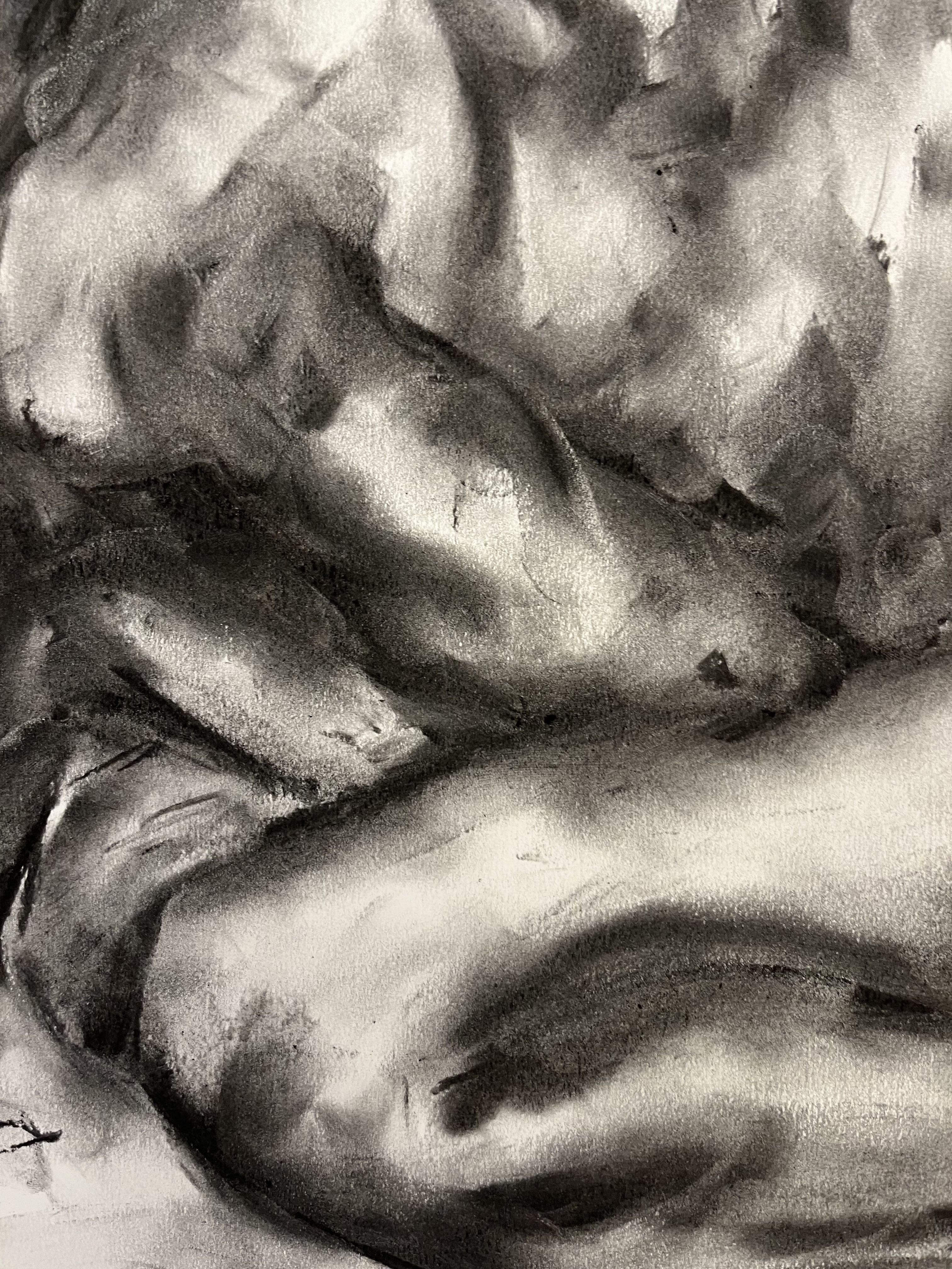 Original charcoal drawing on paper by James Shipton    My desire is to capture the feeling of knowledge. Knowledge is power but knowledge can also create concern. I achieve this through a process of capturing reality through life drawing using