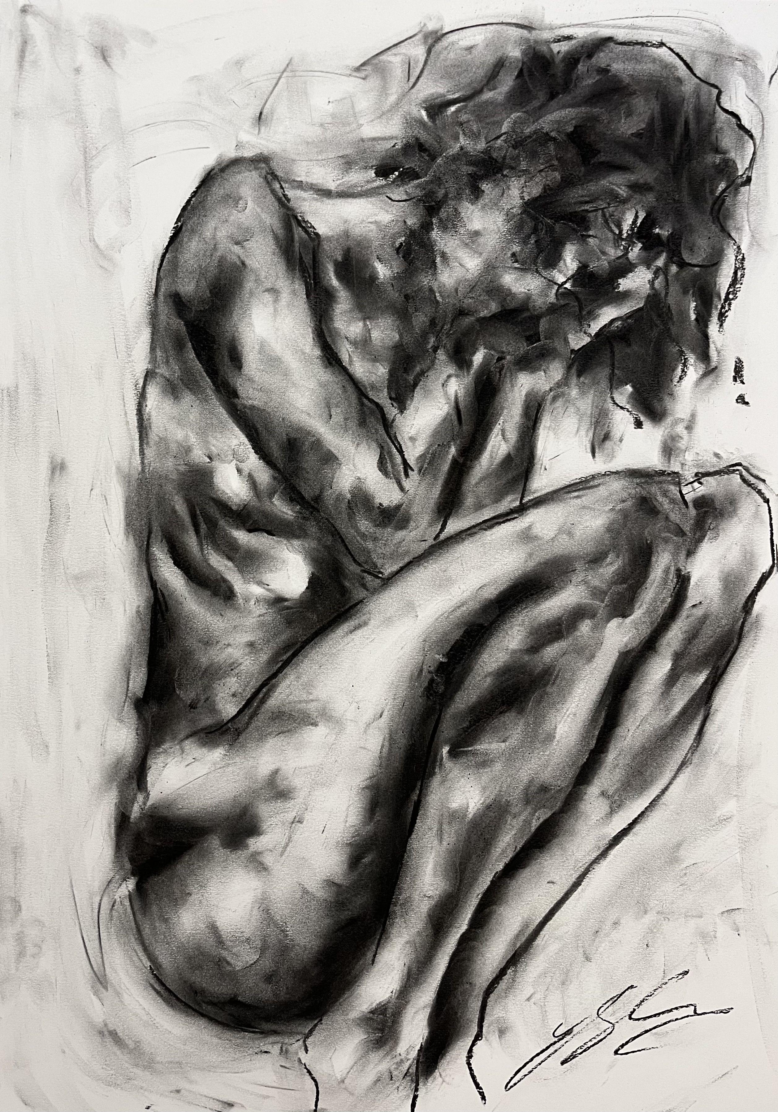 Lullaby, Drawing, Charcoal on Paper - Art by James Shipton