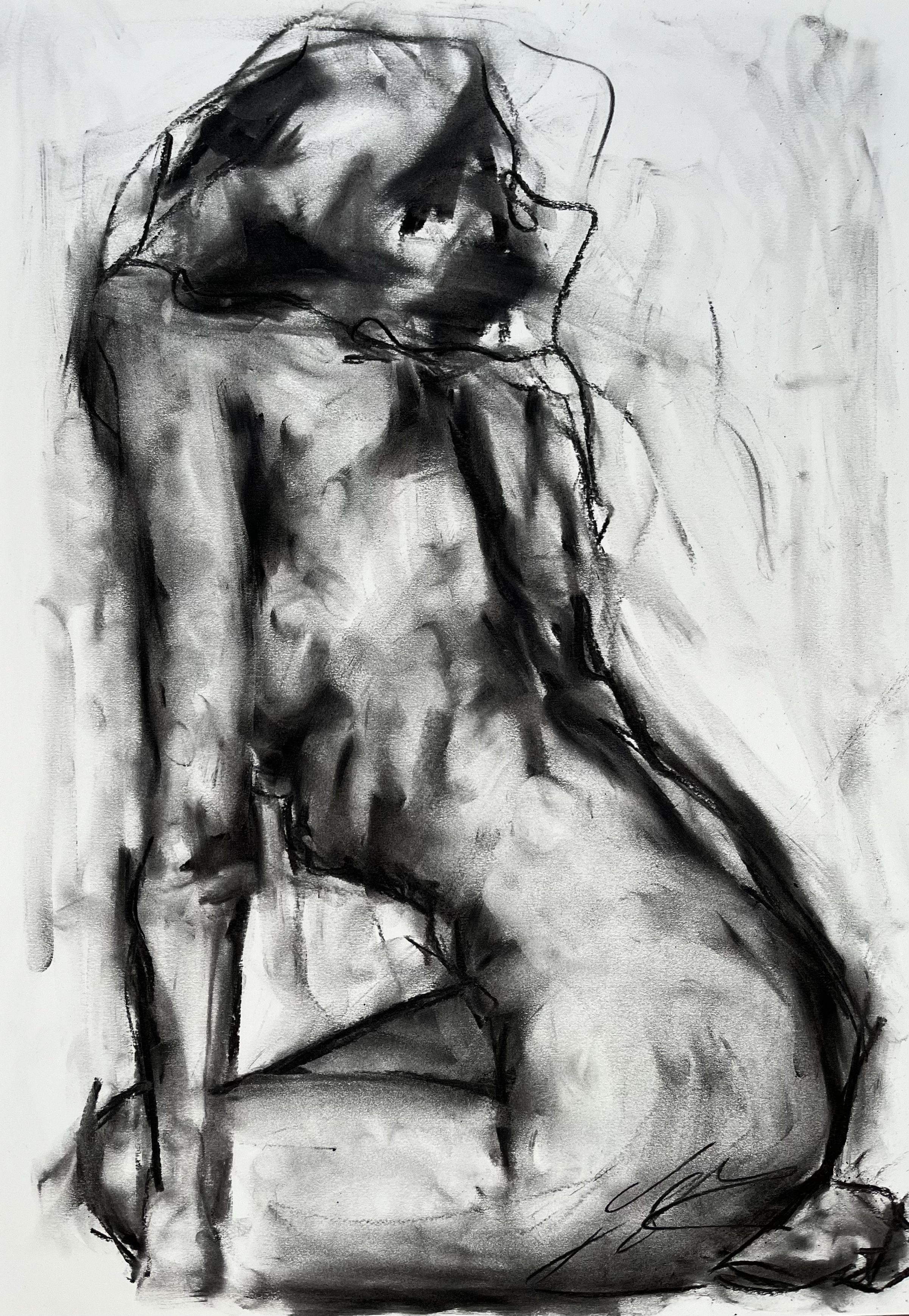 Prayer, Drawing, Charcoal on Paper - Art by James Shipton