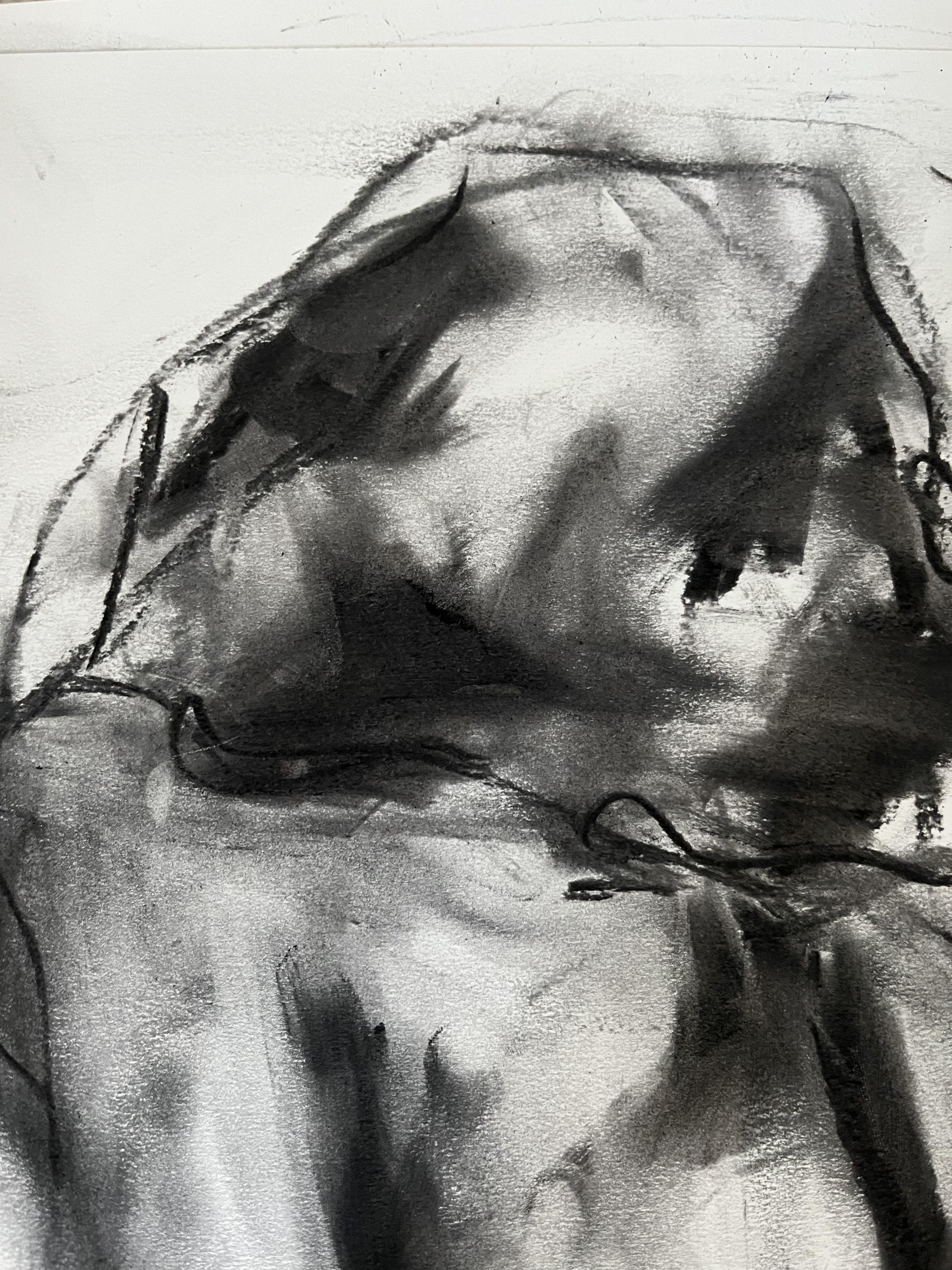 Prayer, Drawing, Charcoal on Paper - Impressionist Art by James Shipton