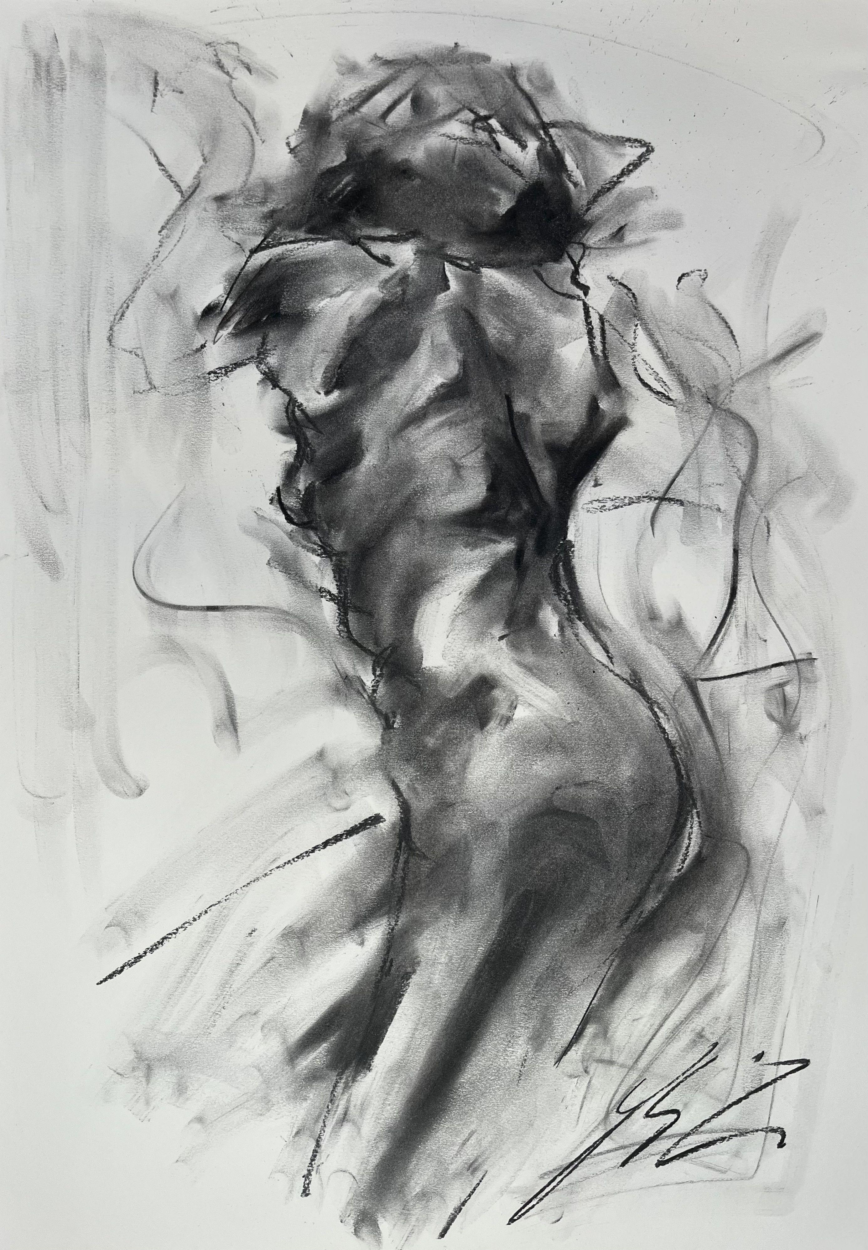 Carefree, Drawing, Charcoal on Paper - Art by James Shipton