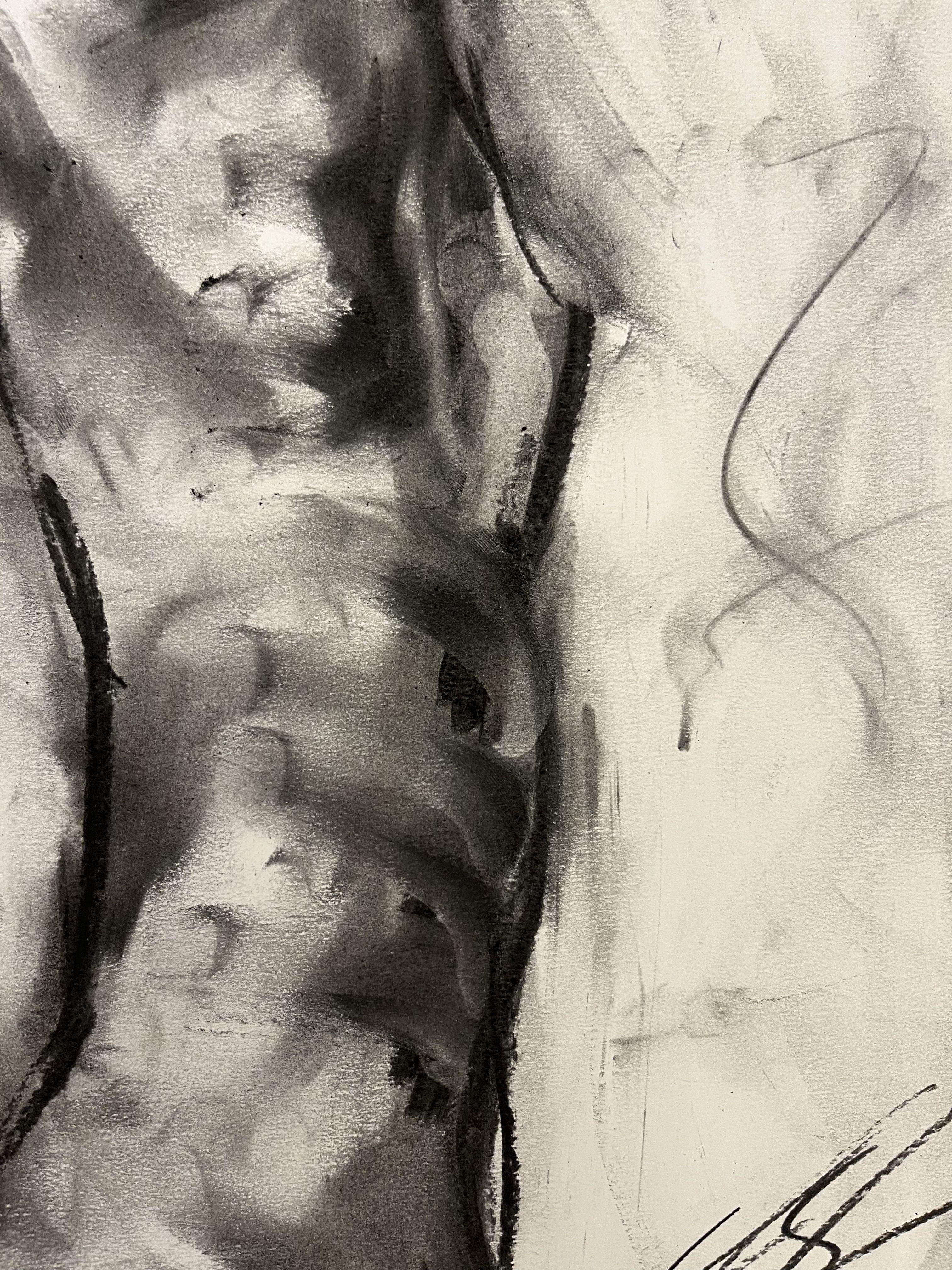 Original charcoal drawing on paper by James Shipton  My works are heavily influenced by the art work of Degas and Gustav Klimt.    My desire is to capture the human form, whilst portraying human emotion. I achieve this through a process of capturing