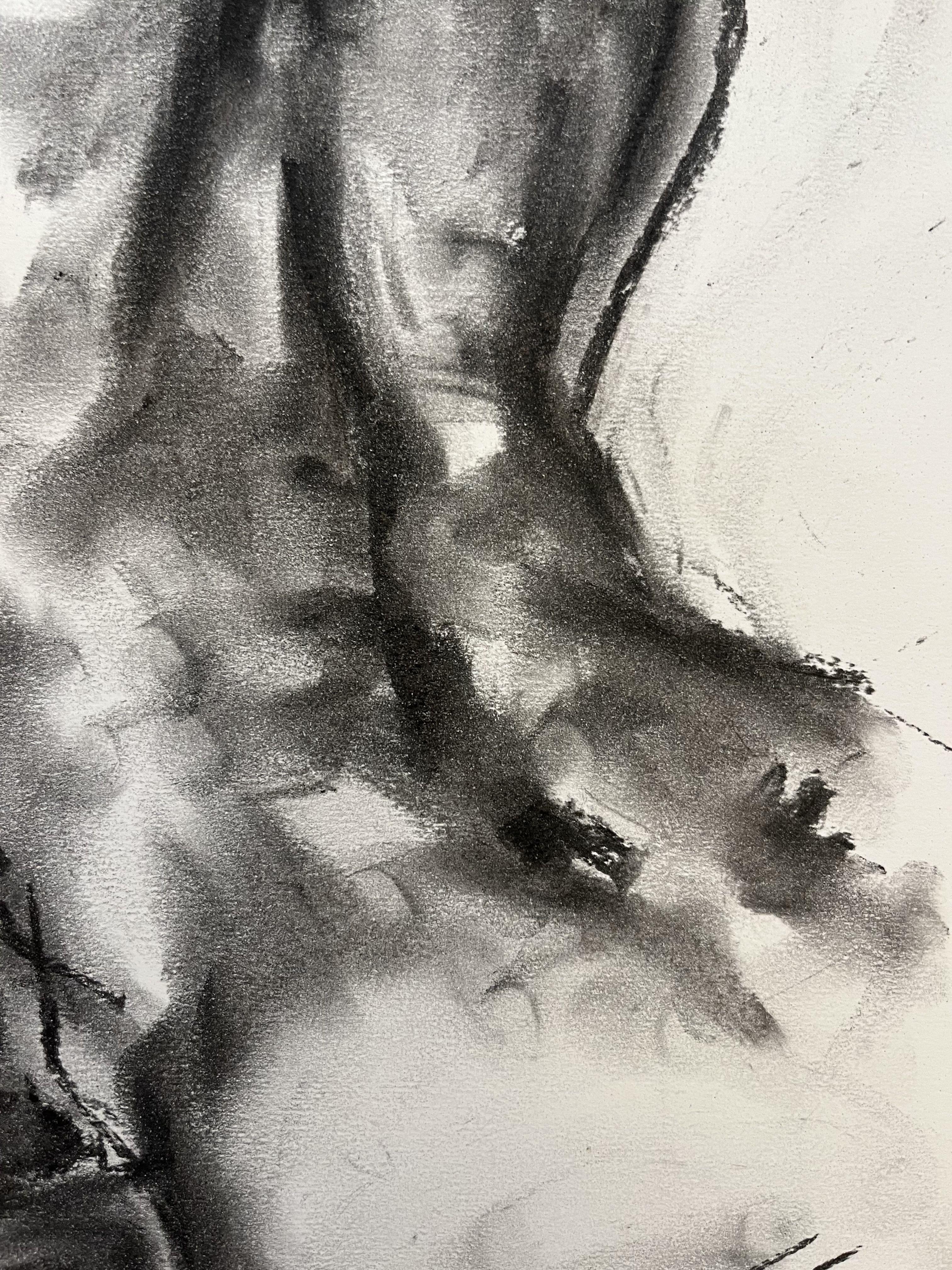 Original charcoal drawing on paper by James Shipton  My works are heavily influenced by the art work of Degas and Gustav Klimt.    My desire is to capture the human form, whilst portraying human emotion. I achieve this through a process of capturing