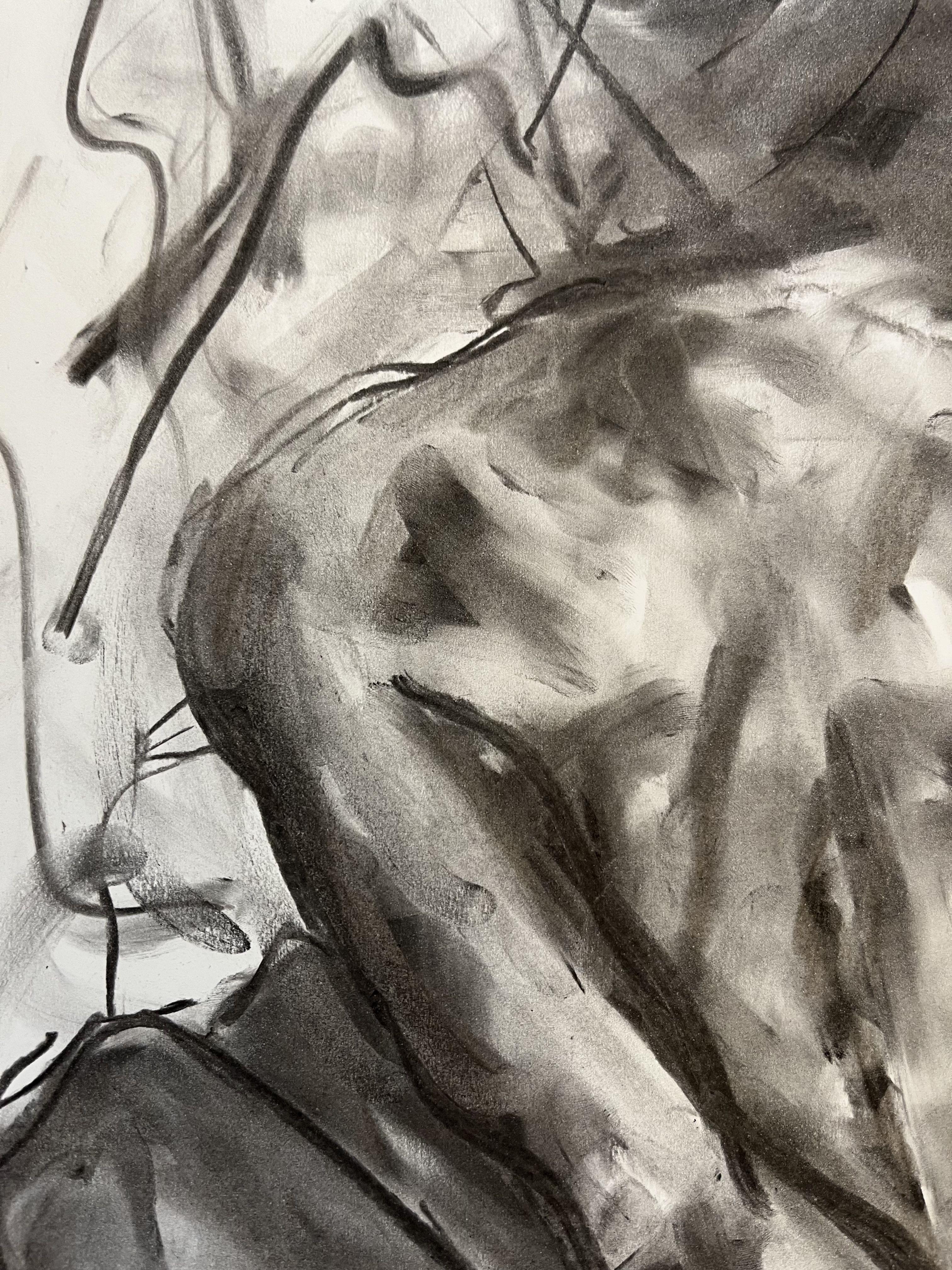 Original charcoal drawing on paper by James Shipton  My works are heavily influenced by the art work of Degas and Gustav Klimt.    My desire is to capture the beauty of the human form, whilst portraying human isolation. I achieve this through a