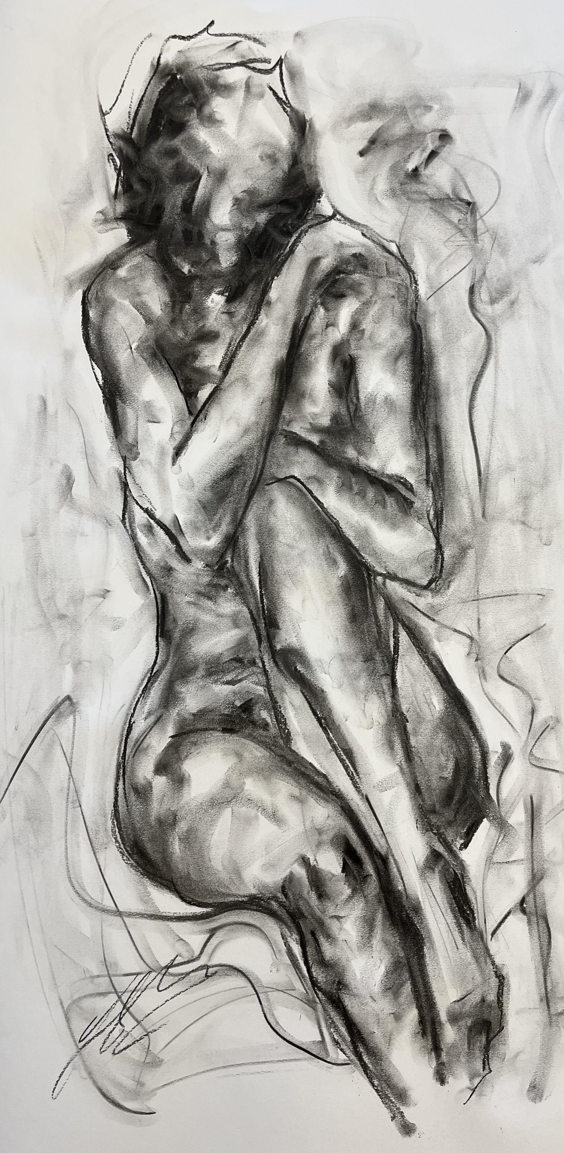 Let Go, Drawing, Charcoal on Paper - Art by James Shipton
