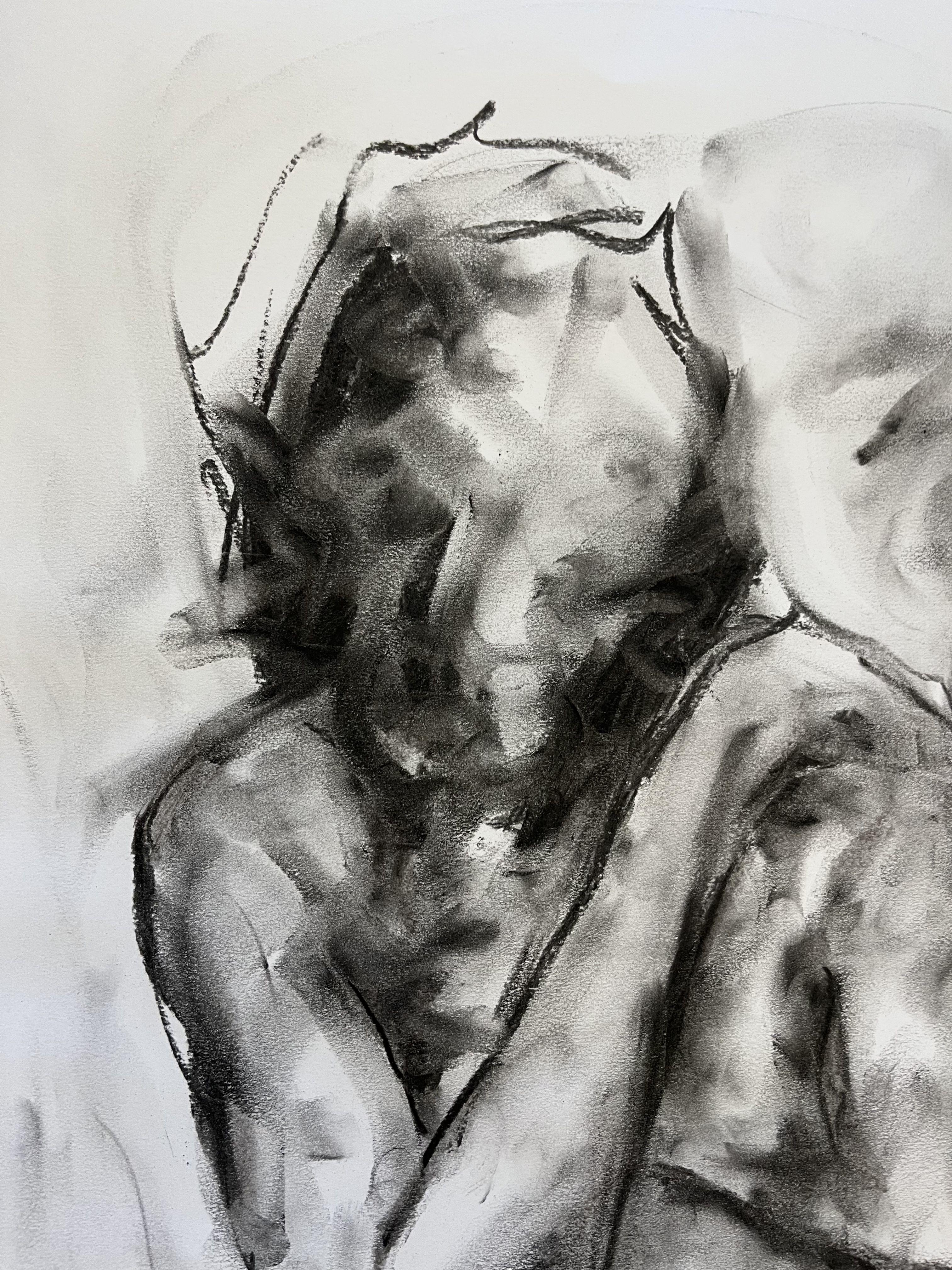 Let Go, Drawing, Charcoal on Paper - Impressionist Art by James Shipton