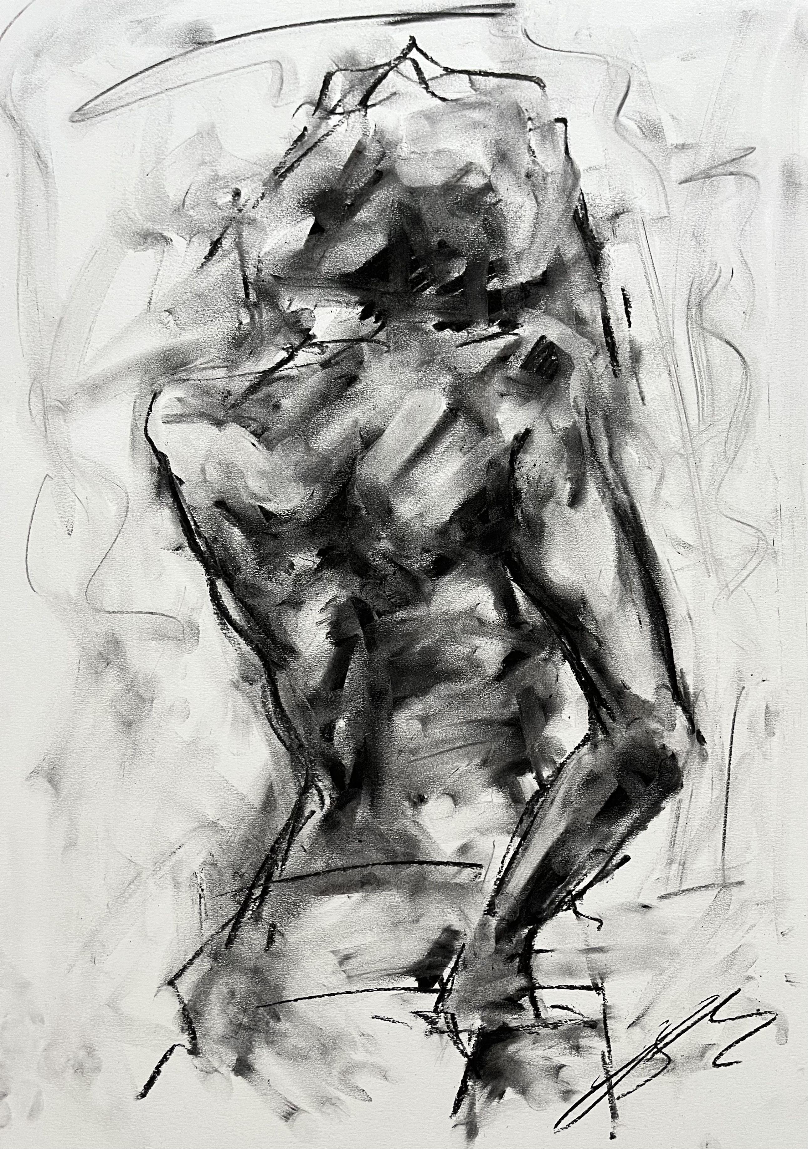 Bather, Drawing, Charcoal on Paper - Art by James Shipton