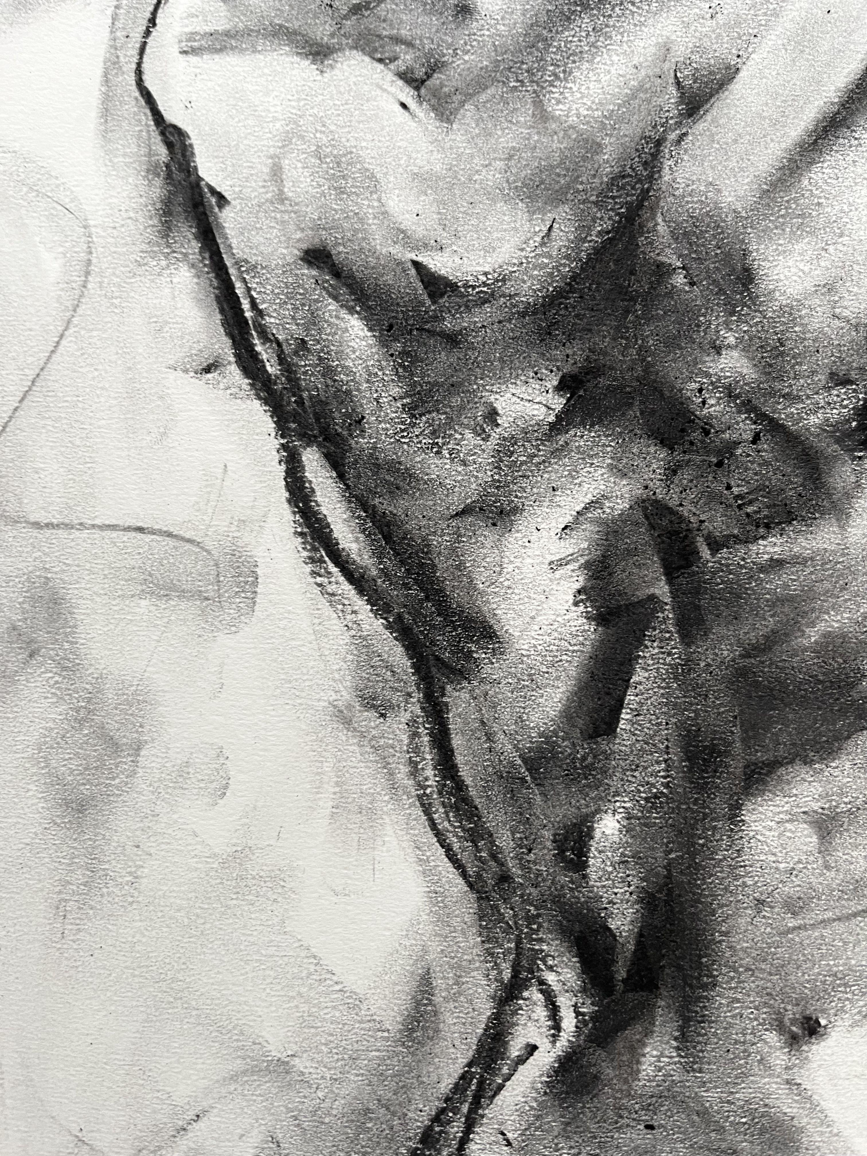 Bather, Drawing, Charcoal on Paper For Sale 1