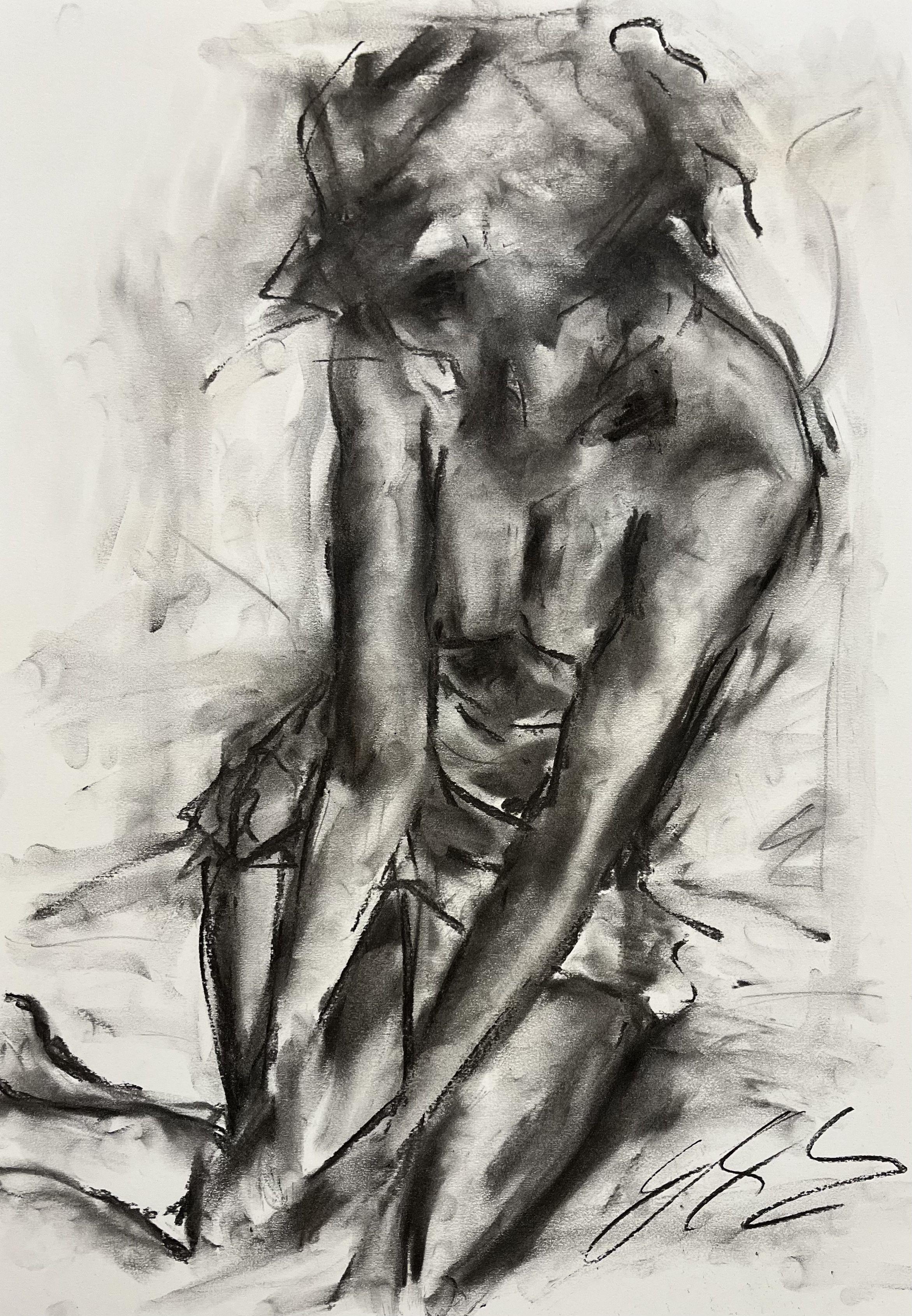 You, Drawing, Charcoal on Paper - Art by James Shipton