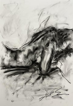 Waiting, Drawing, Charcoal on Paper