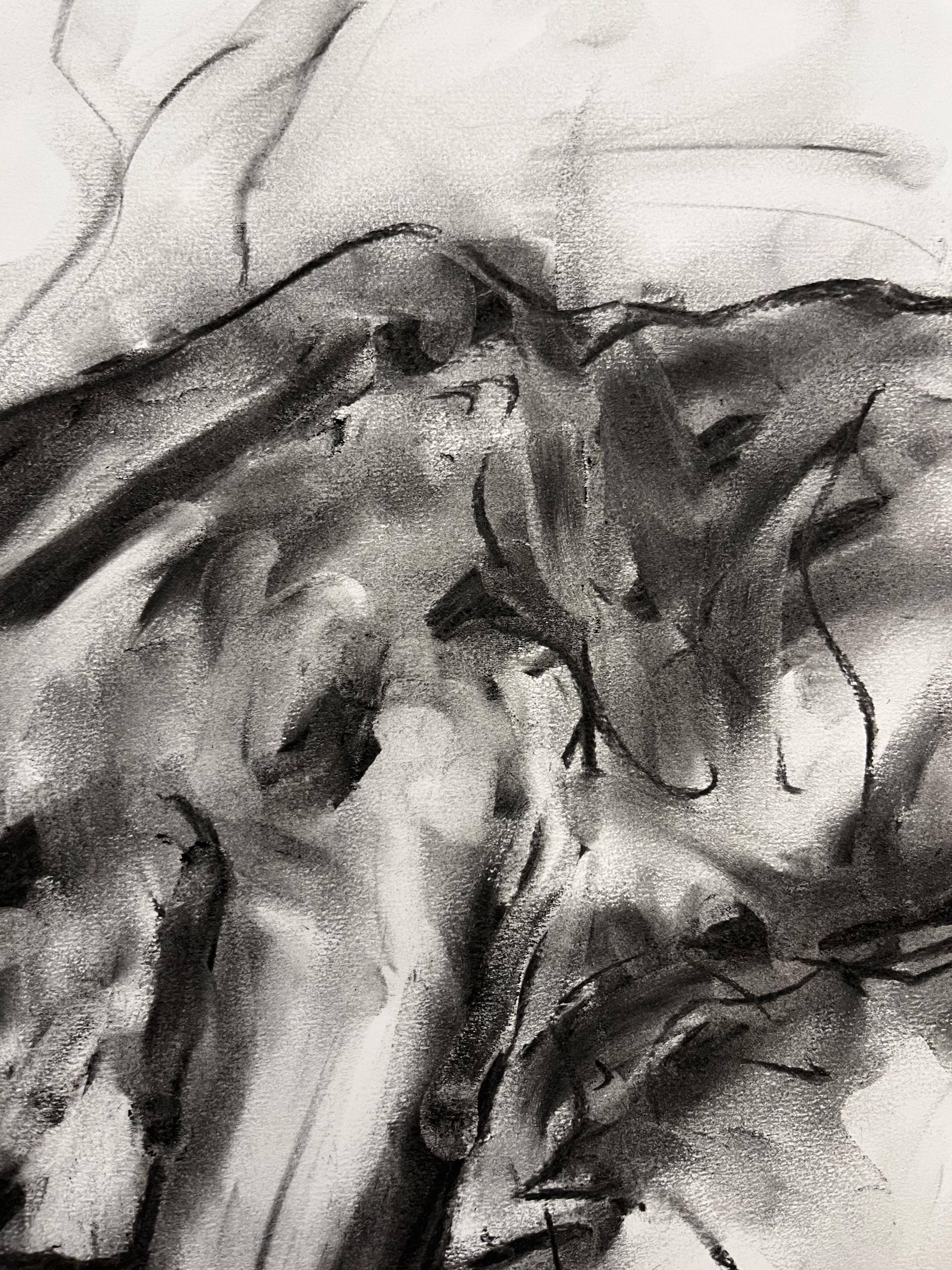 Waiting, Drawing, Charcoal on Paper - Impressionist Art by James Shipton