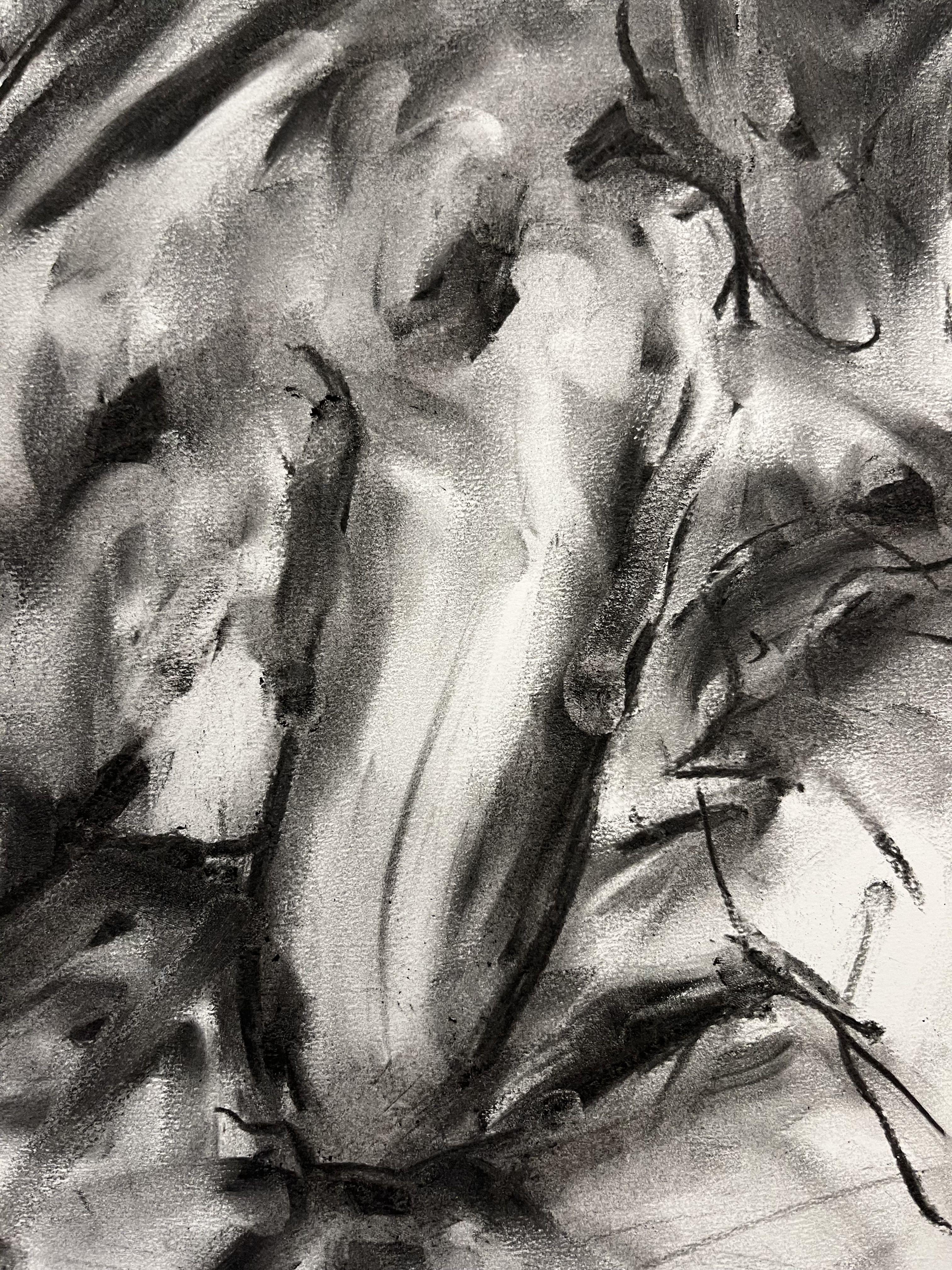 Original charcoal drawing on paper by James Shipton  My works are heavily influenced by the art work of Degas and Gustav Klimt.    My desire is to capture the beauty of the human form, whilst portraying human isolation. I achieve this through a