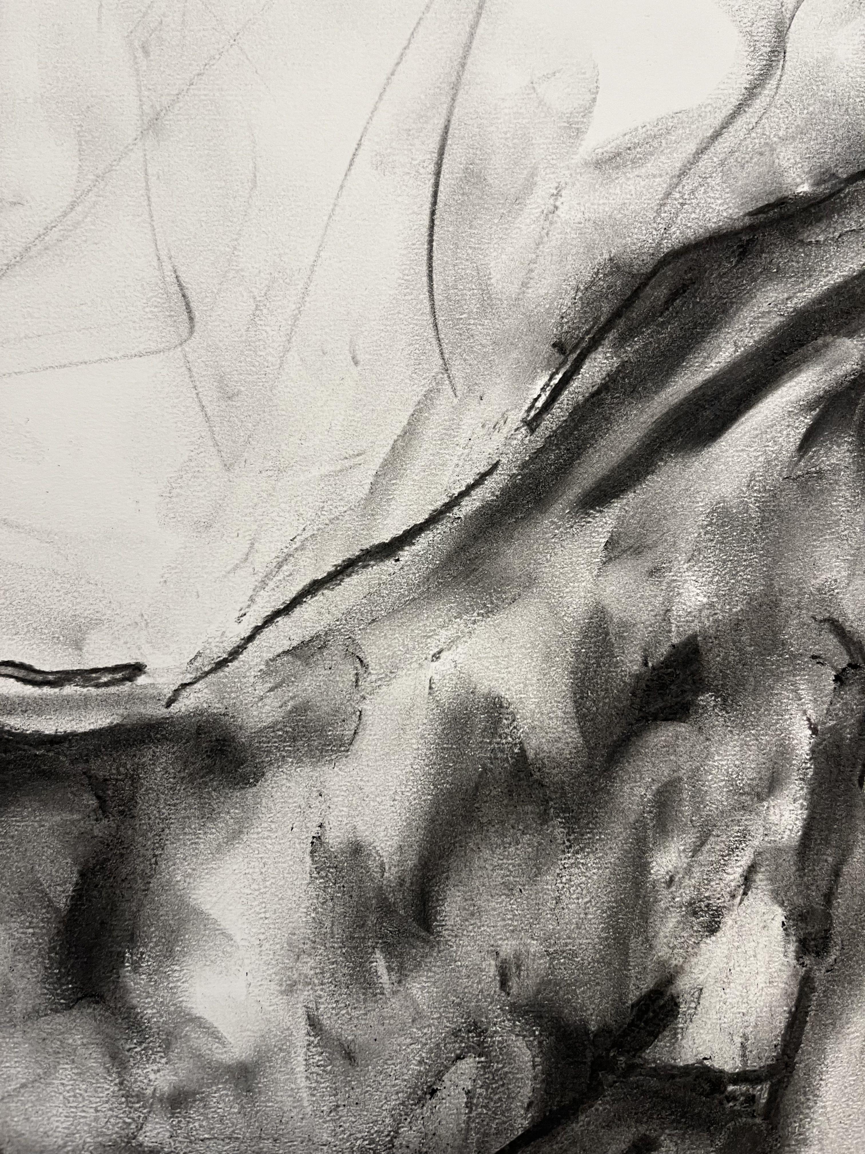 Waiting, Drawing, Charcoal on Paper For Sale 1