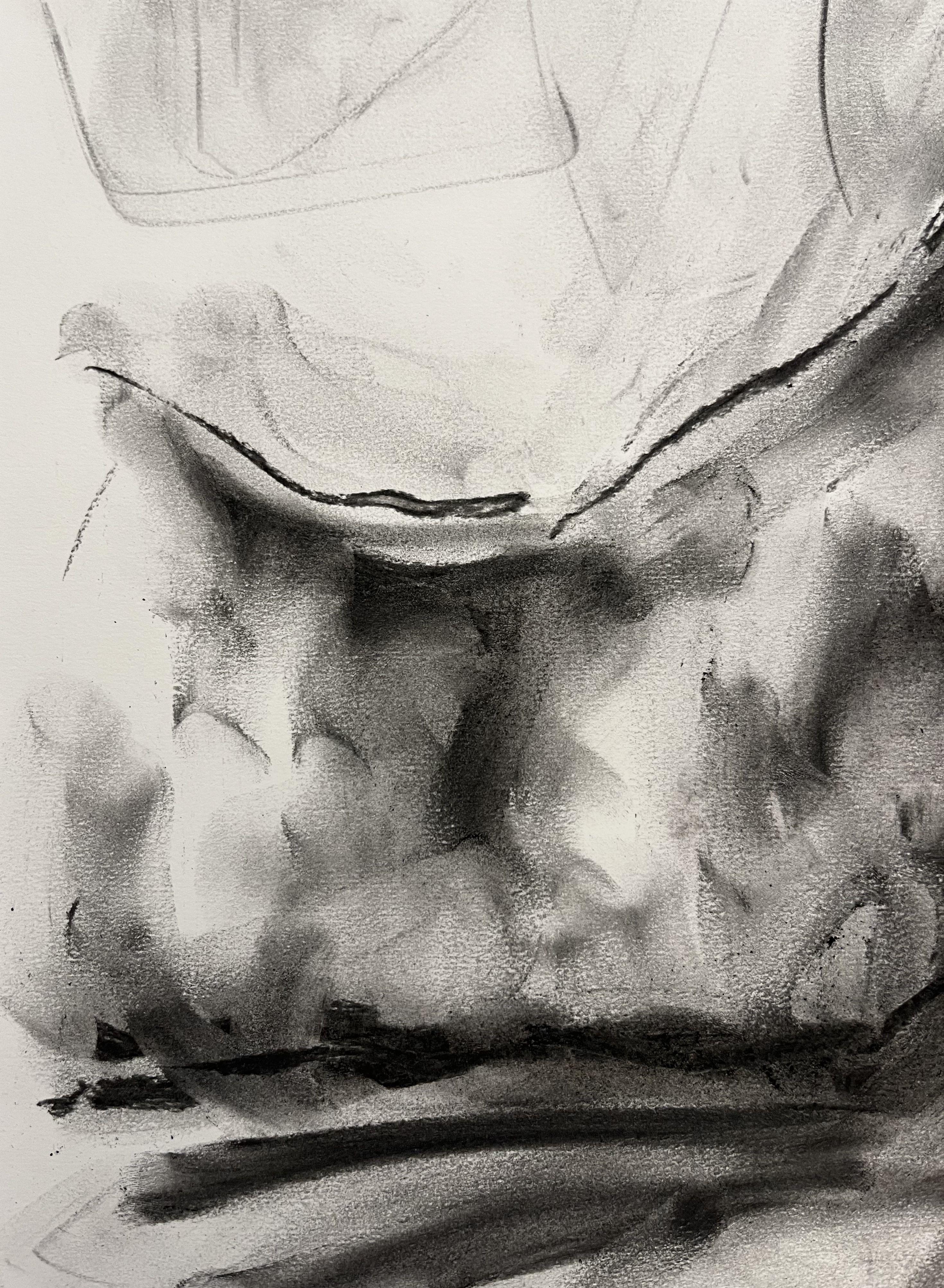 Waiting, Drawing, Charcoal on Paper For Sale 2