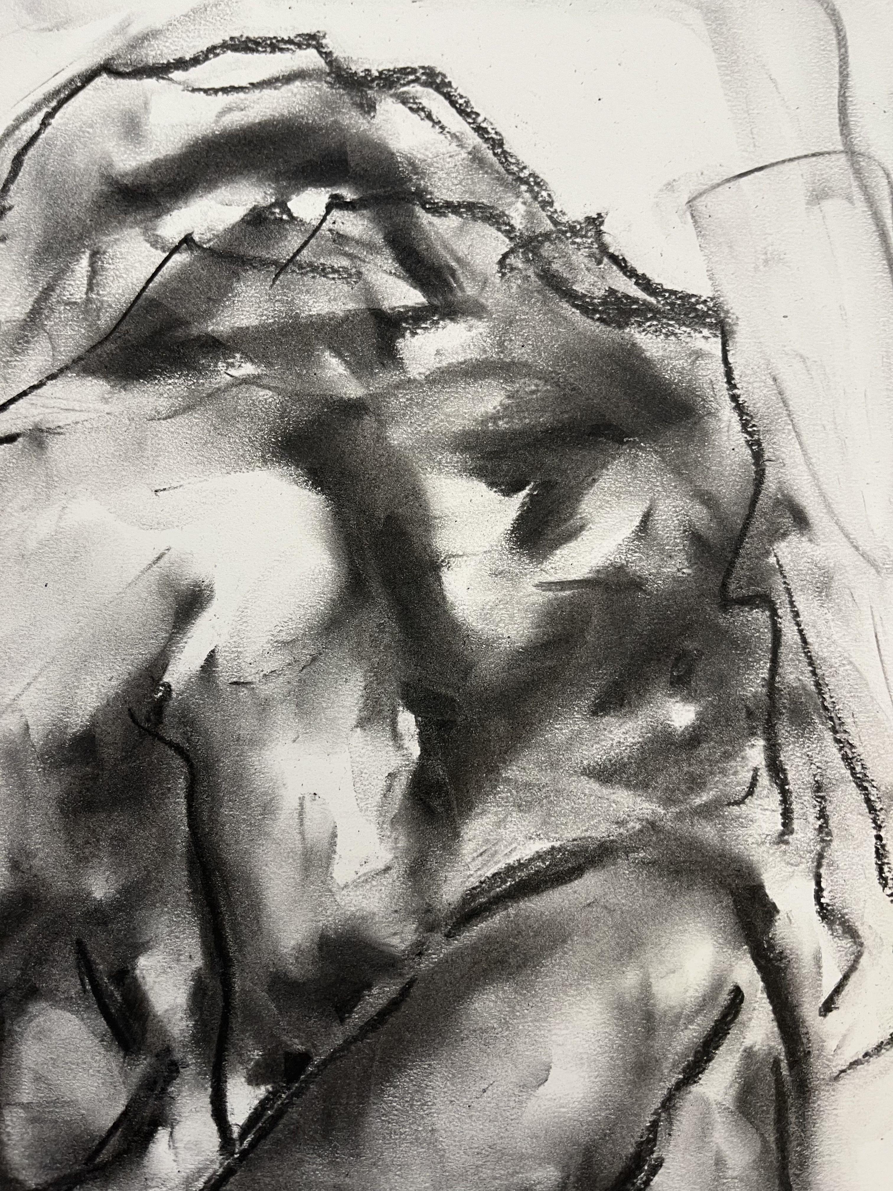 Détroit, dessin, fusain sur papier - Impressionnisme Art par James Shipton