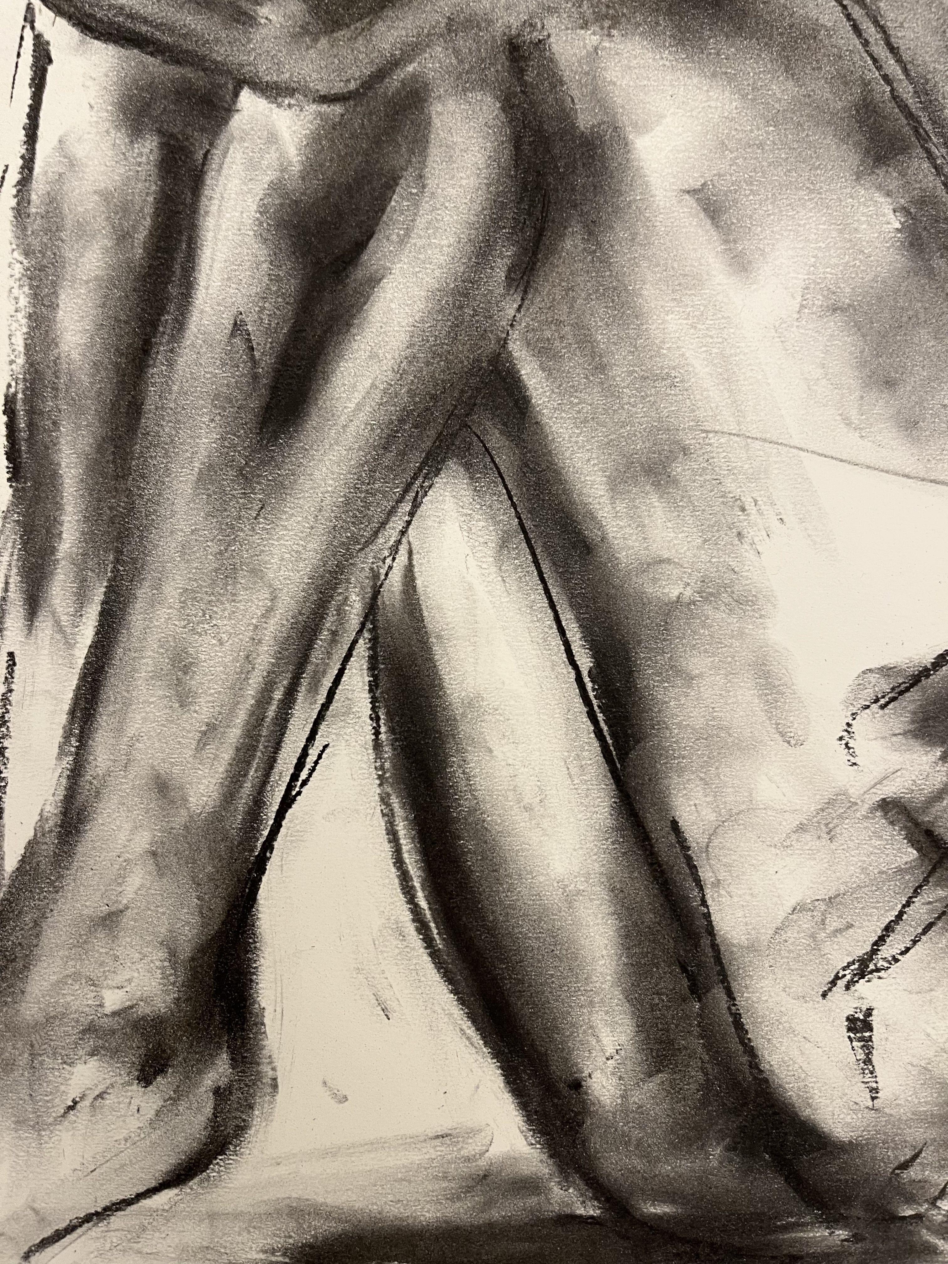 Protection, dessin, fusain sur papier en vente 2