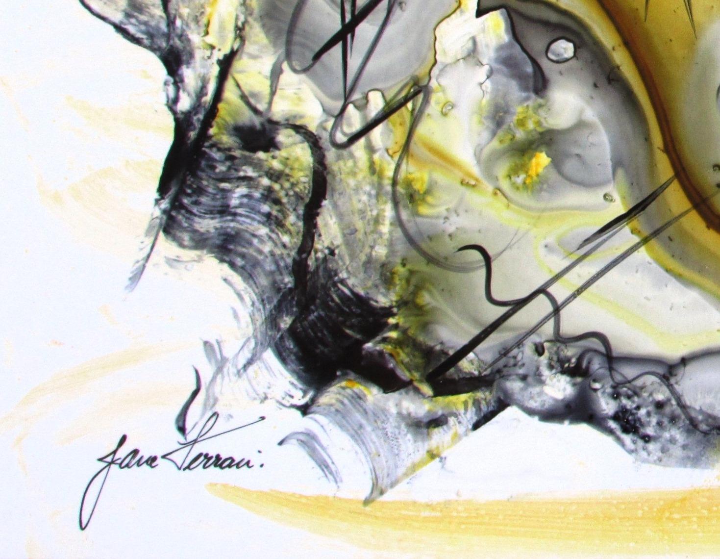 Ostra, Pintura, Acuarela sobre papel - Abstract Drawing Beige de Jane Ferrari