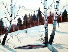 Winter Birches, Painting, Watercolor on Watercolor Paper