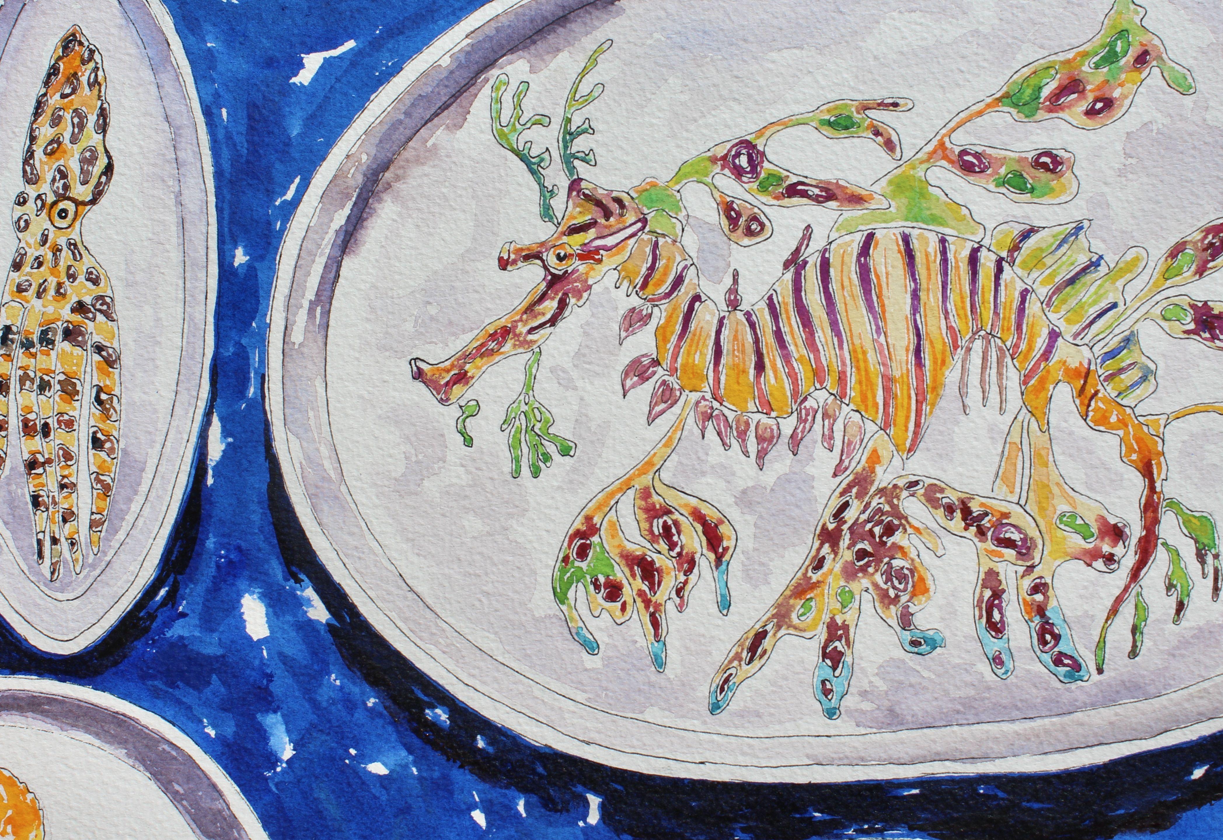 Ocean Delights, Painting, Watercolor on Paper For Sale 1